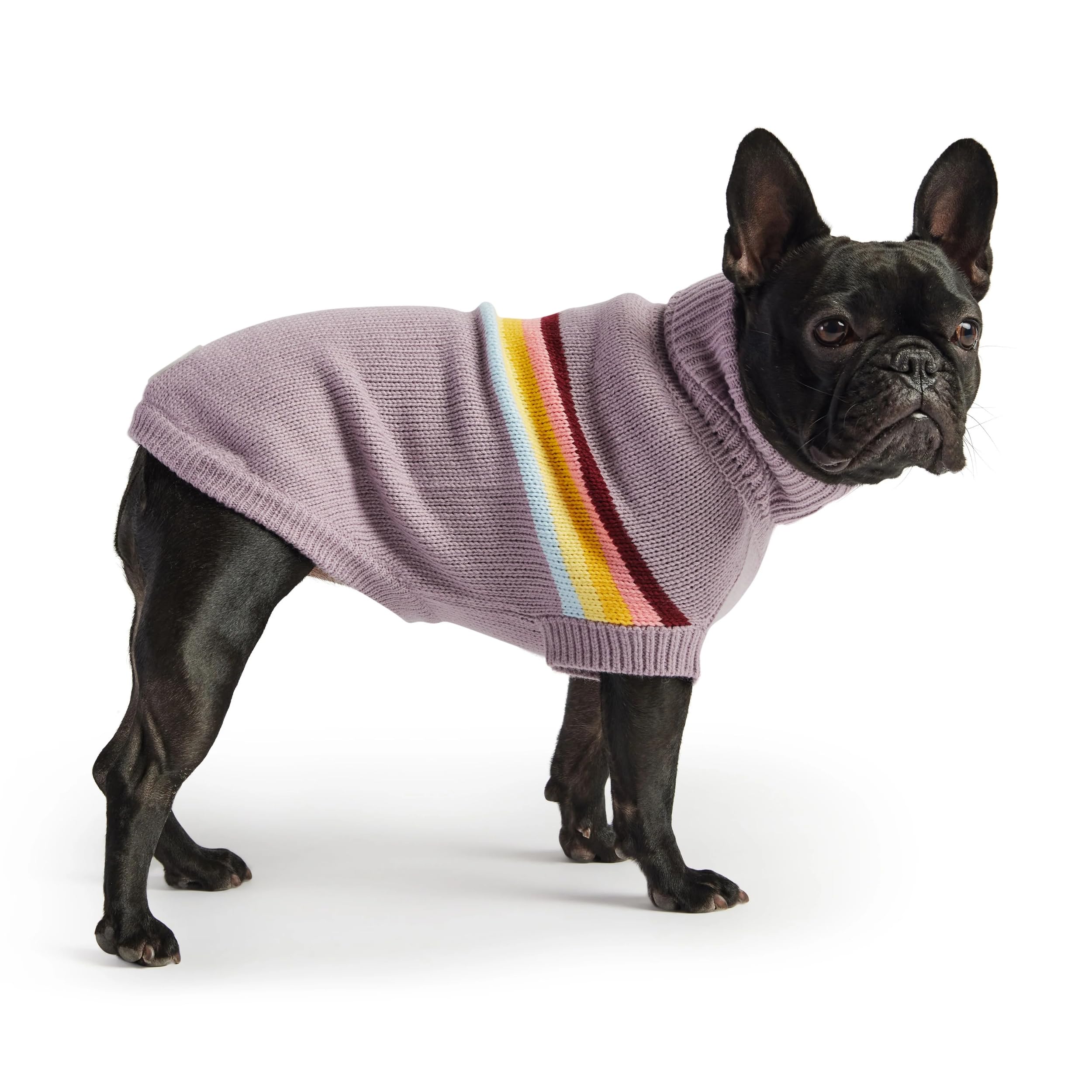 Gf Pet Retro Sweater Dog Pullover – Cozy Knitted Dog Sweater For Dogs | Soft Stretchy Design | Warm Ribbed Acrylic | Vintage Style | For Small, Medium, Large Dogs – Lavender, Xl