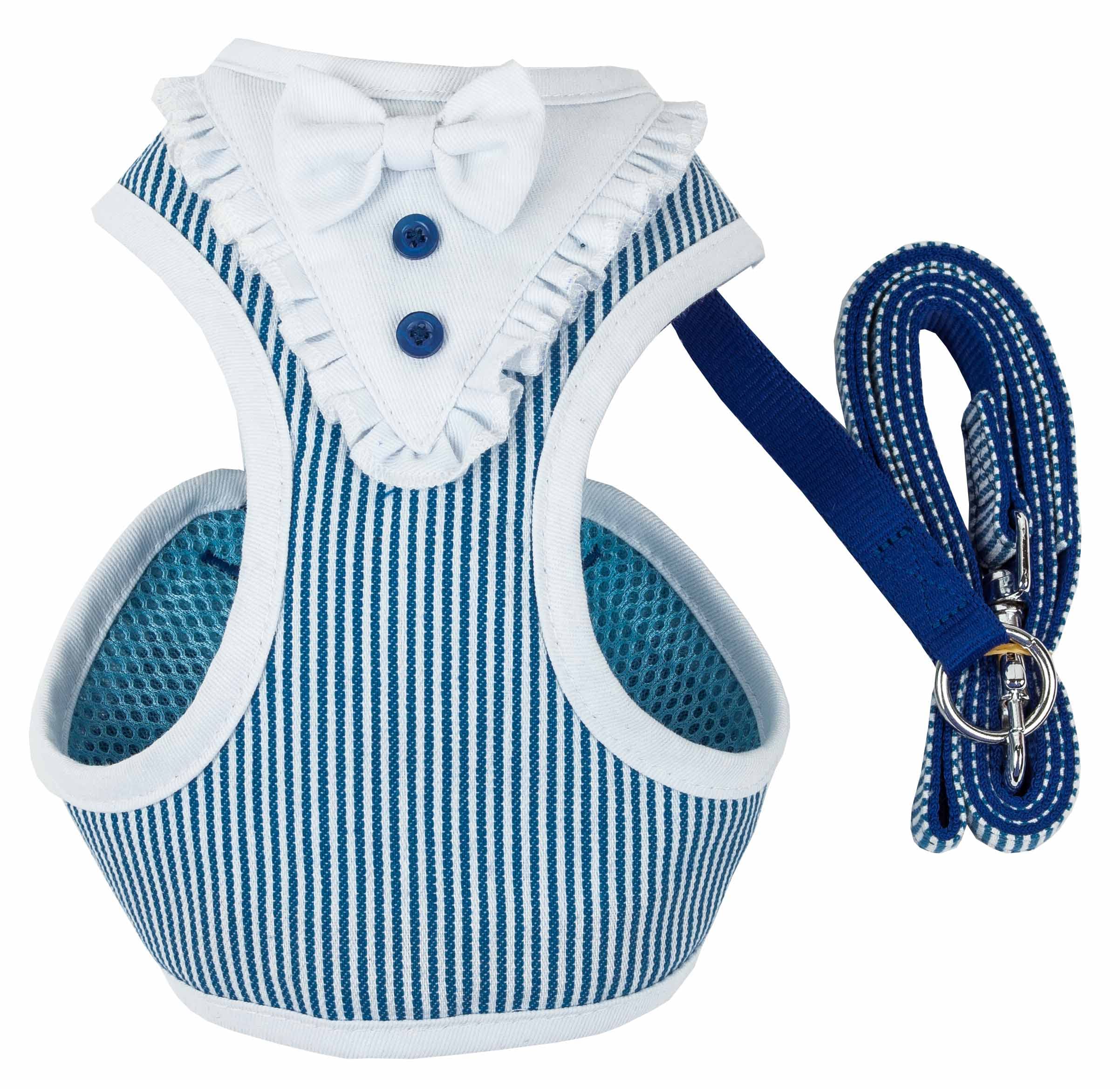 Pet Life  Luxe Collection Spawling 2-in-1 Dog Harness and Leash with Ruffled pet Collar and Fashion Dog Bowtie - Pet Harness and