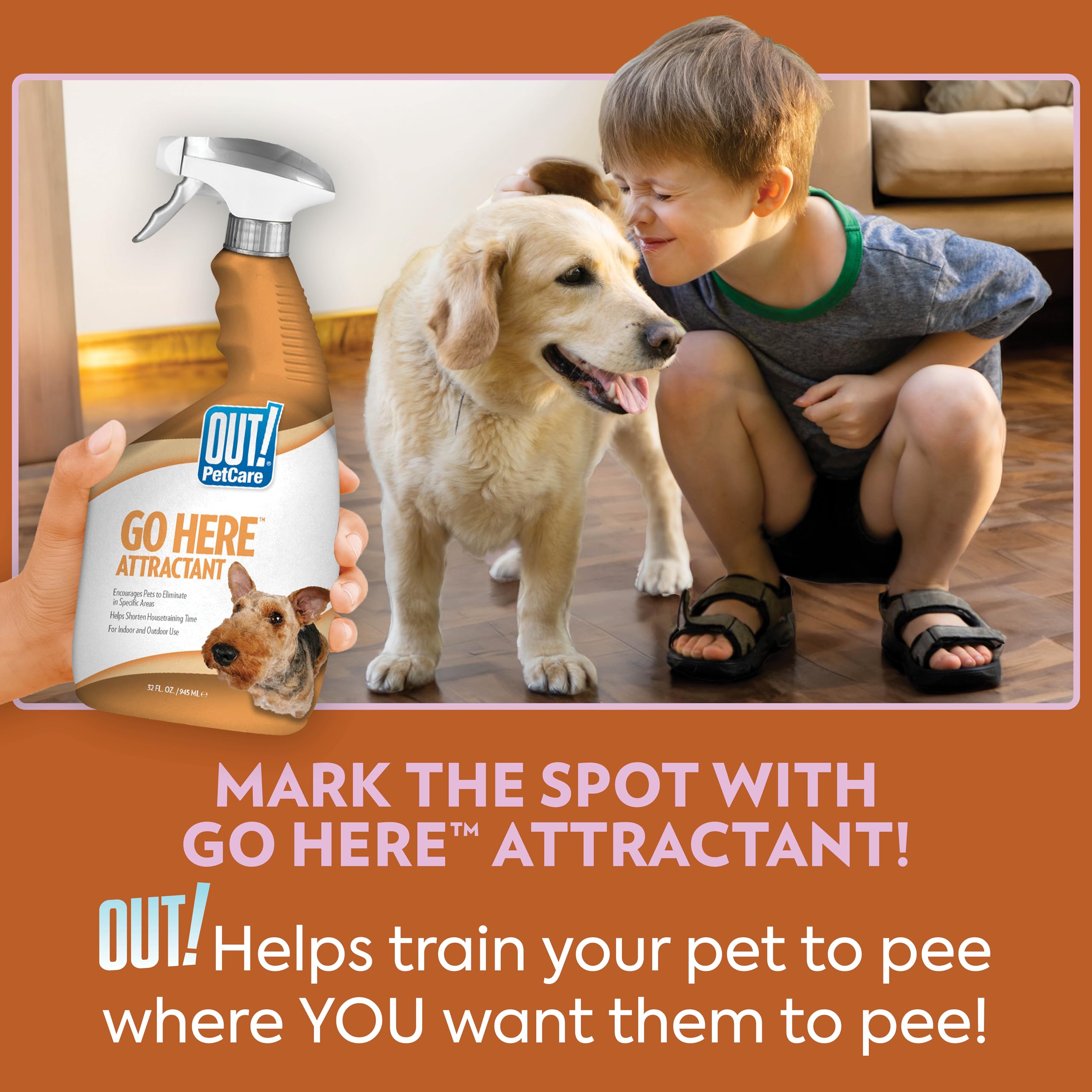 OUT! PetCare Go Here Dog & Puppy Potty Training Spray, 32 oz - Safe & Effective Indoor/Outdoor Training Tool for Pee & Poop