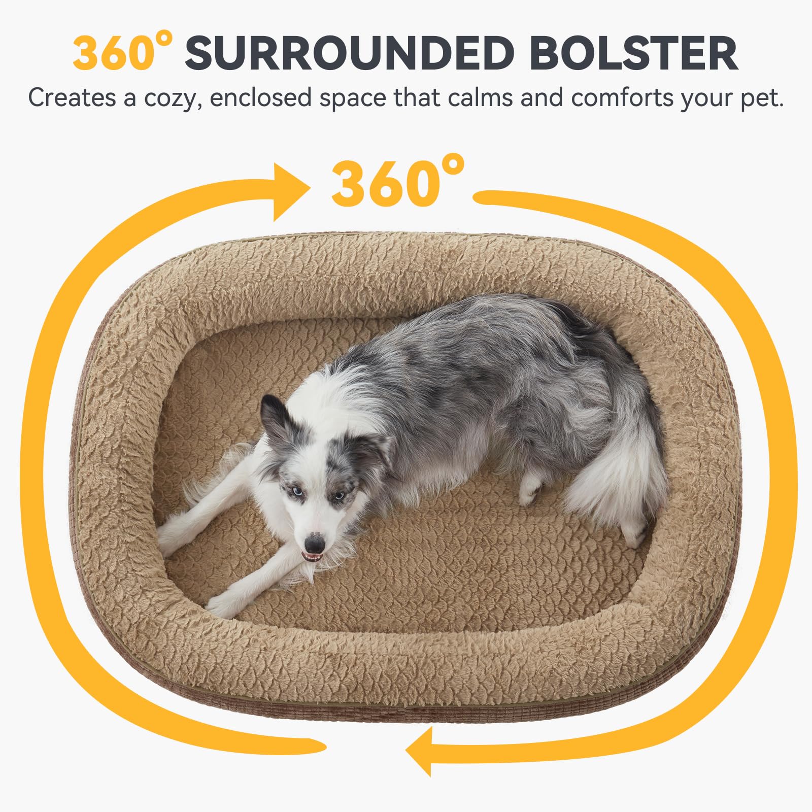 Joejoy Orthopedic Dog Bed For Medium Dogs, Egg-Crate Memory Foam Pet Bed With Bolster Sides, Waterproof Lining, Removable Washab