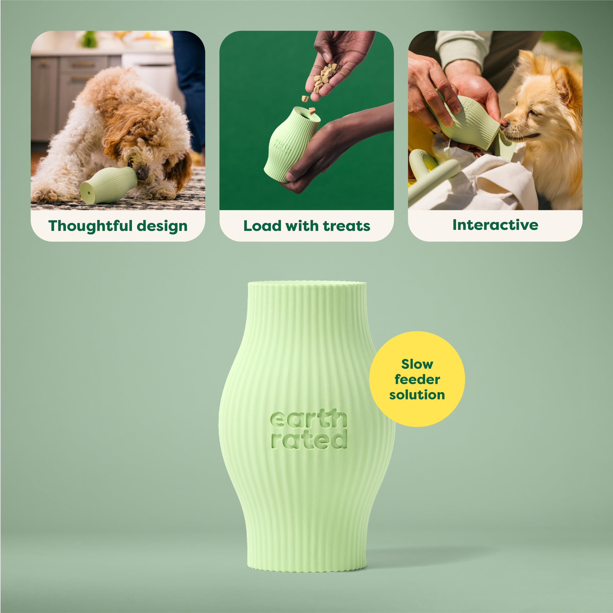 Earth Rated Treat Dispensing Dog Toys, Enrichment Toy For Adult And Puppy Dogs, Slow Feeder, Dishwasher And Freezer-Safe, Natura