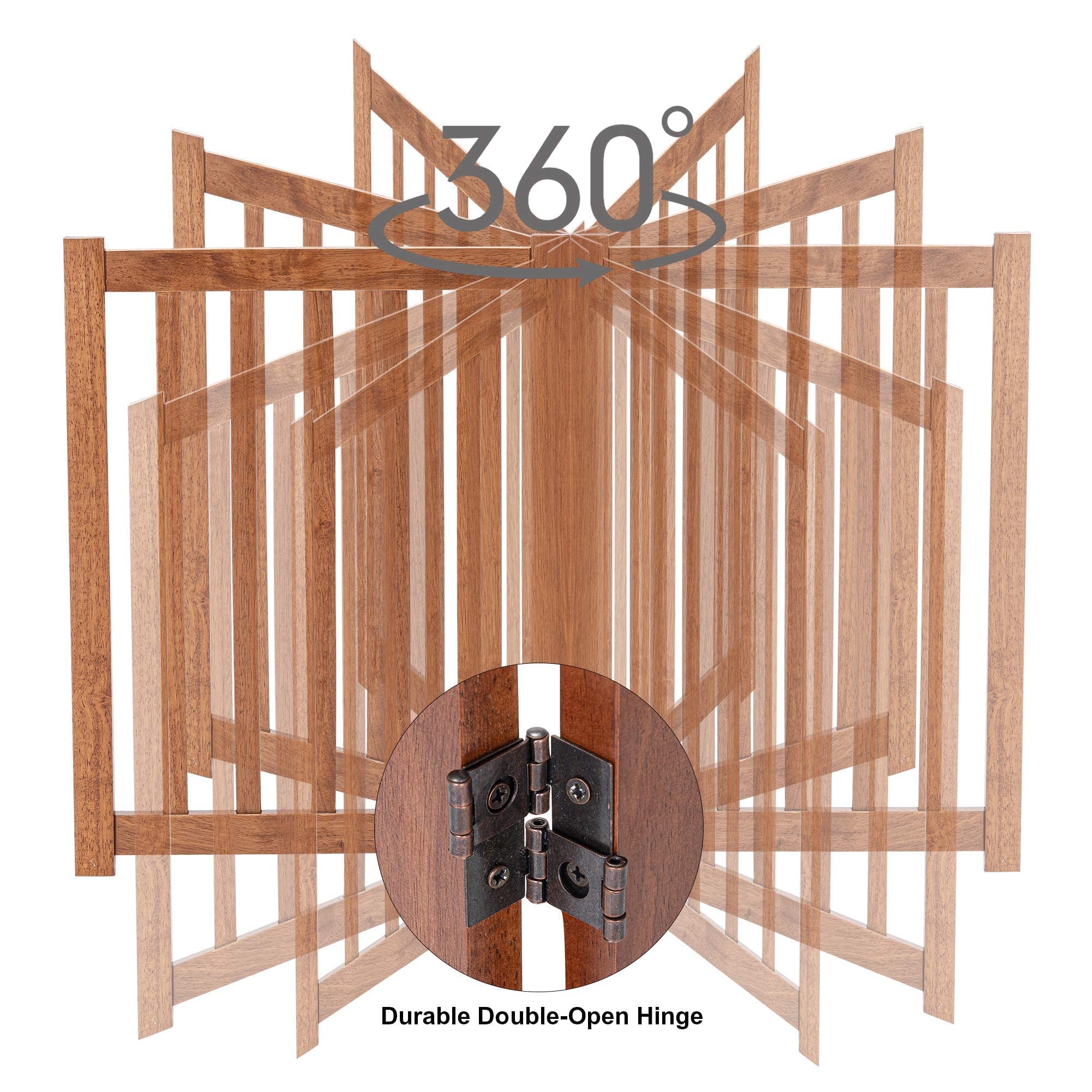 Lzrs Solid Hardwood Freestanding Pet Gate,Wooden Dog Gates For Doorways,Nature Wood Dog Gates For The House,Dog Gate For Stairs,Freestanding Indoor Gate Safety Fence,Oak,24' Height-2 Panels