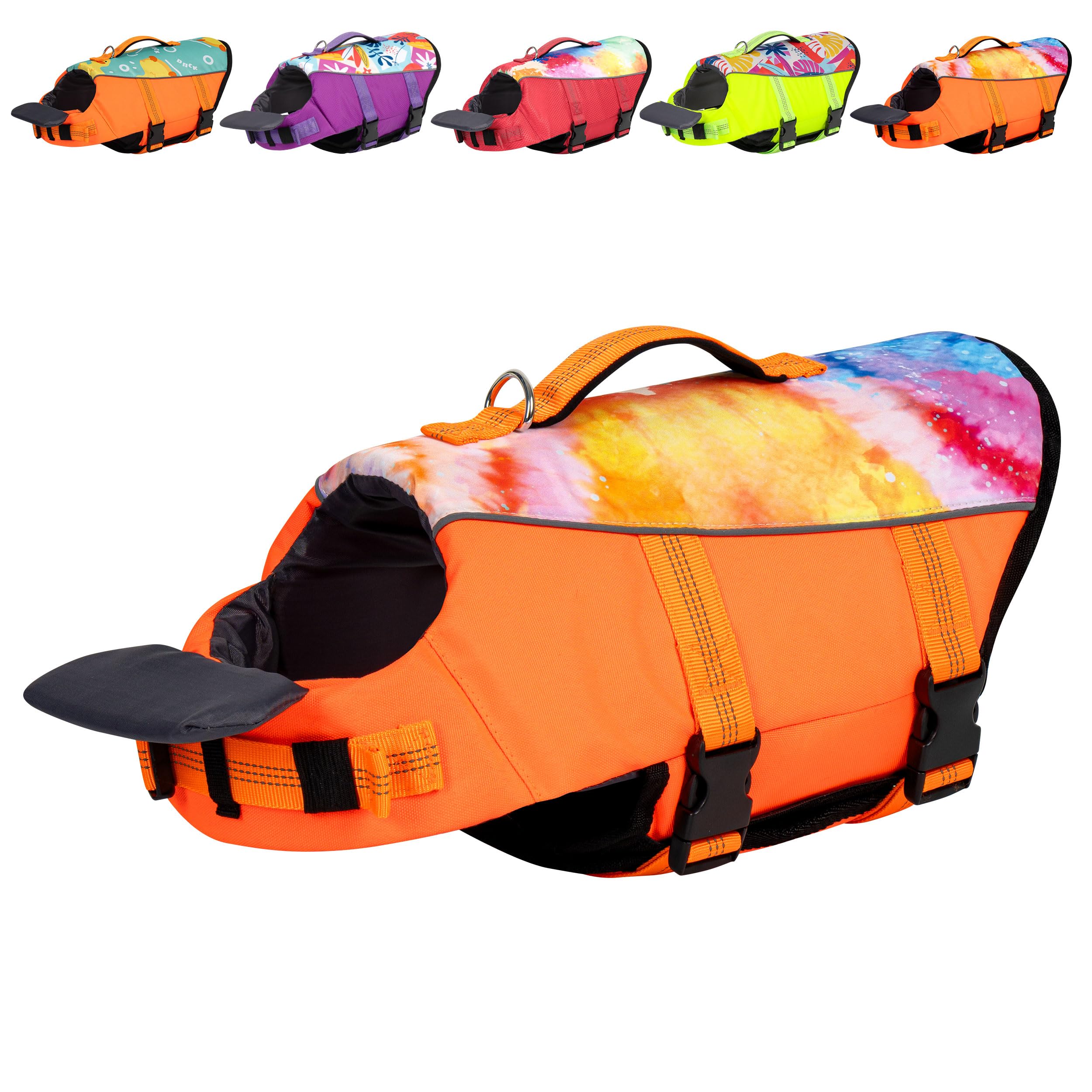Cyeollo Dog Life Jacket Ripstop Dog Life Vest, Pet Safety Vest With Rescue Hadle For Swimming Boating, Reflective Lifejackets Wi