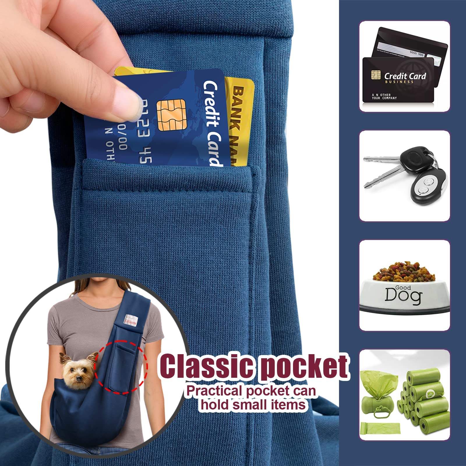 Artisome Pet Dog Sling Carrier For 3-10 Lbs Pet,Dog Purse Pouch,Dog Satchel,Reversible Unadjustable Strap Travel Hand-Free Safe