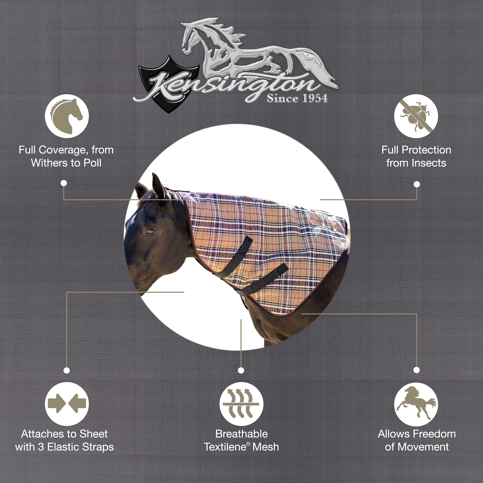 Kensington Protective Products Signature Textilene Nylon-Lined Neck Piece, X-Large, Deluxe Black Plaid