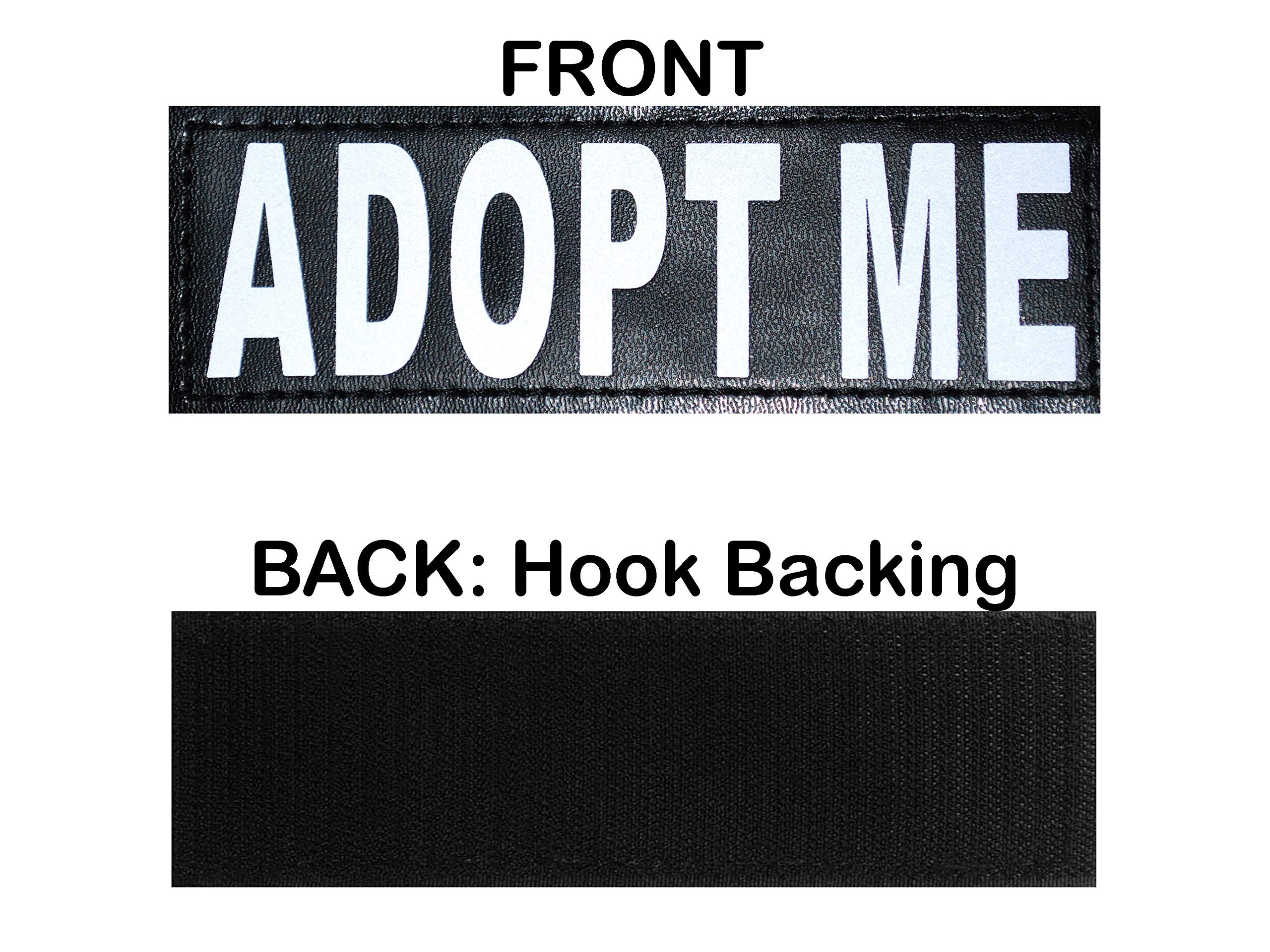 Doggie Stylz Set Of 2 Reflective Adopt Me Removable Patches With Hook Backing For Working Dog Harnesses & Vests. Durable And Interchangeable - Comes In 3 Sizes Small, Medium And Large