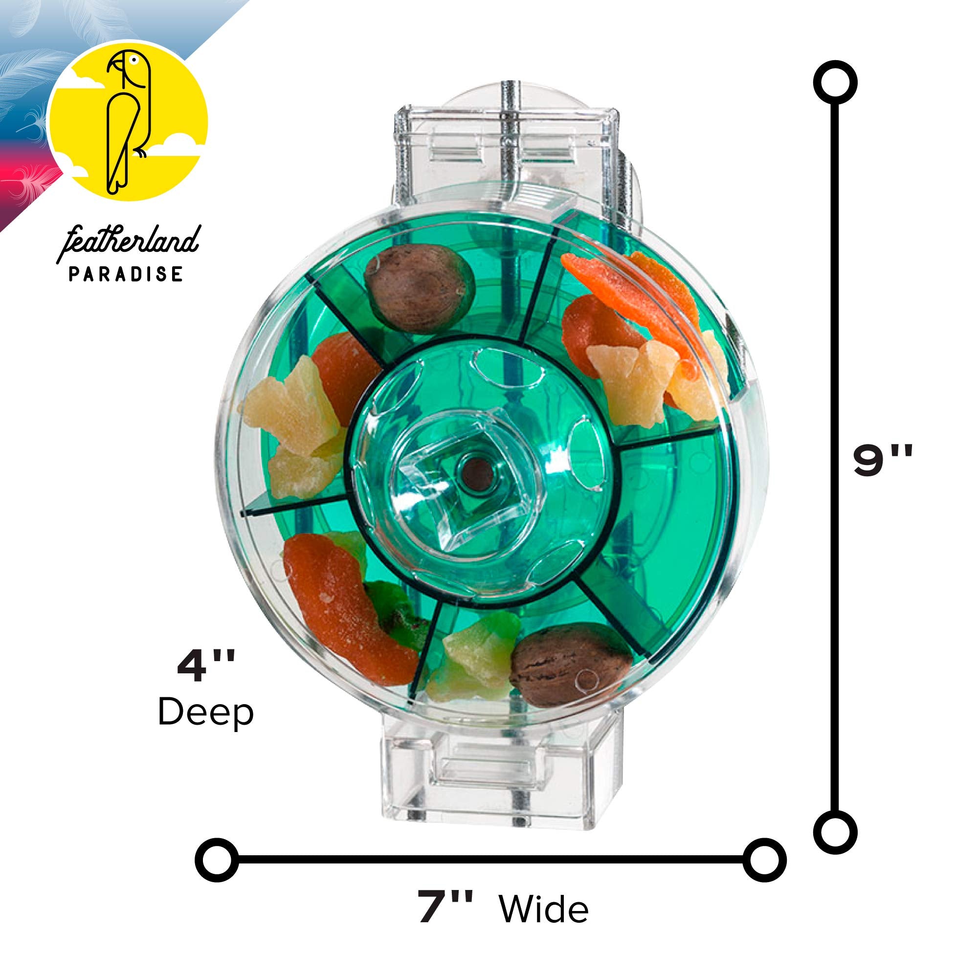 Featherland Paradise | Creative Foraging Systems Bird Cage Feeder (Gen II) - Extra Large| Intermediate Level Foraging Wheel | In