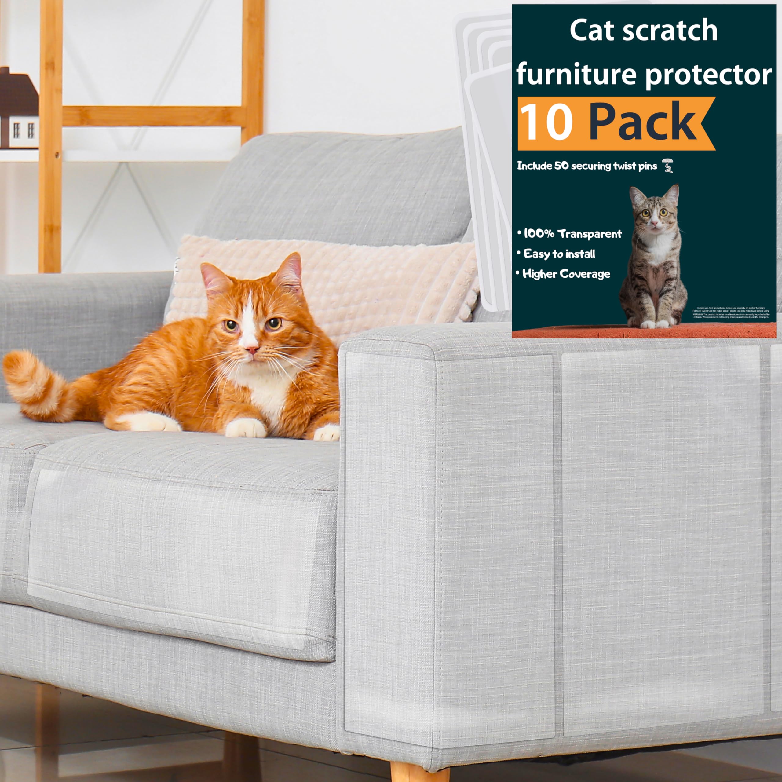 Cat Couch Protector, 10 Pack, Anti Cat Scratch Furniture Protector, Couch Protector For Cats, Furniture Protectors From Cats, Couch Cat Scratch Protector