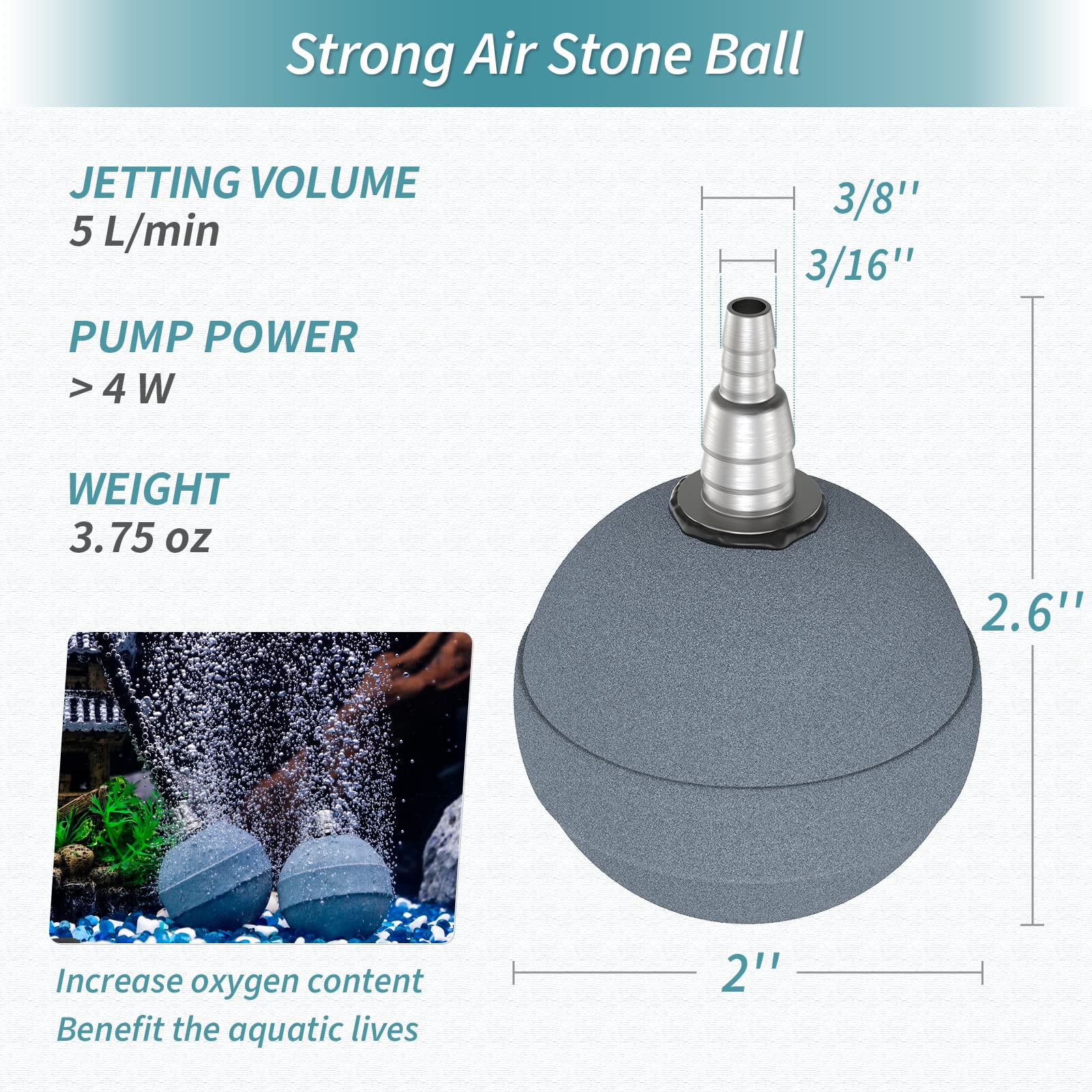 Pawfly Aquarium Air Stone Ball 2 Inch, Airstones For Aquarium Fish Tank Bucket Hydroponics Pond And Dwc Reservoir, 4 Pack