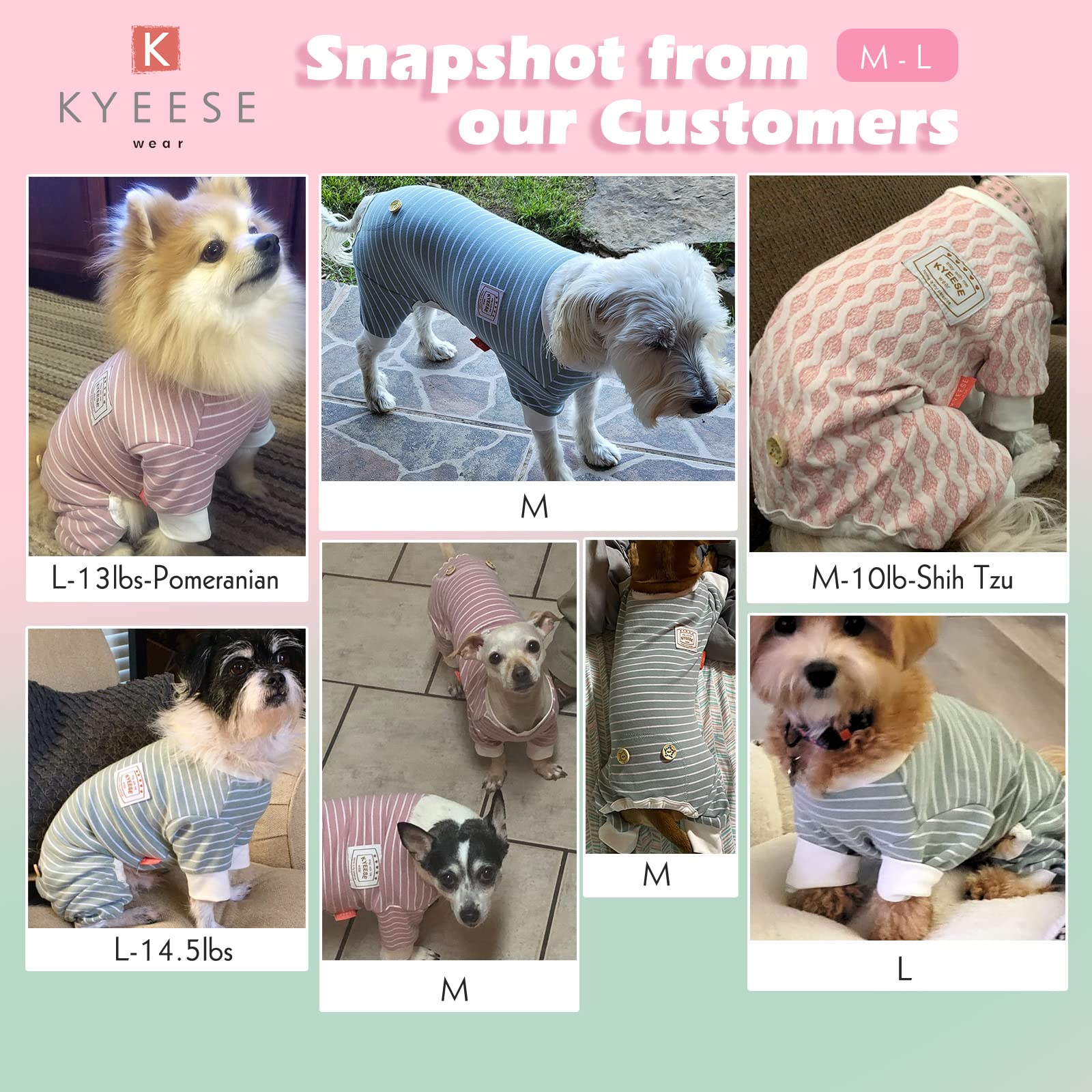 Kyeese Dog Pajamas Pjs Stretchable Dog Jumpsuit 4 Legs Strip Pjs Hair Shedding Cover Good For Summer