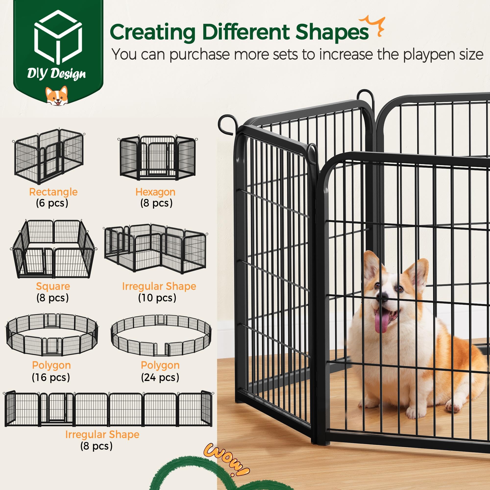 Yaheetech Dog Playpen Outdoor, 24 inch 16 Panels Dog Pen Indoor Heavy Duty Puppy Exercise Pen Metal Pet Fence for RV Camping/Yar