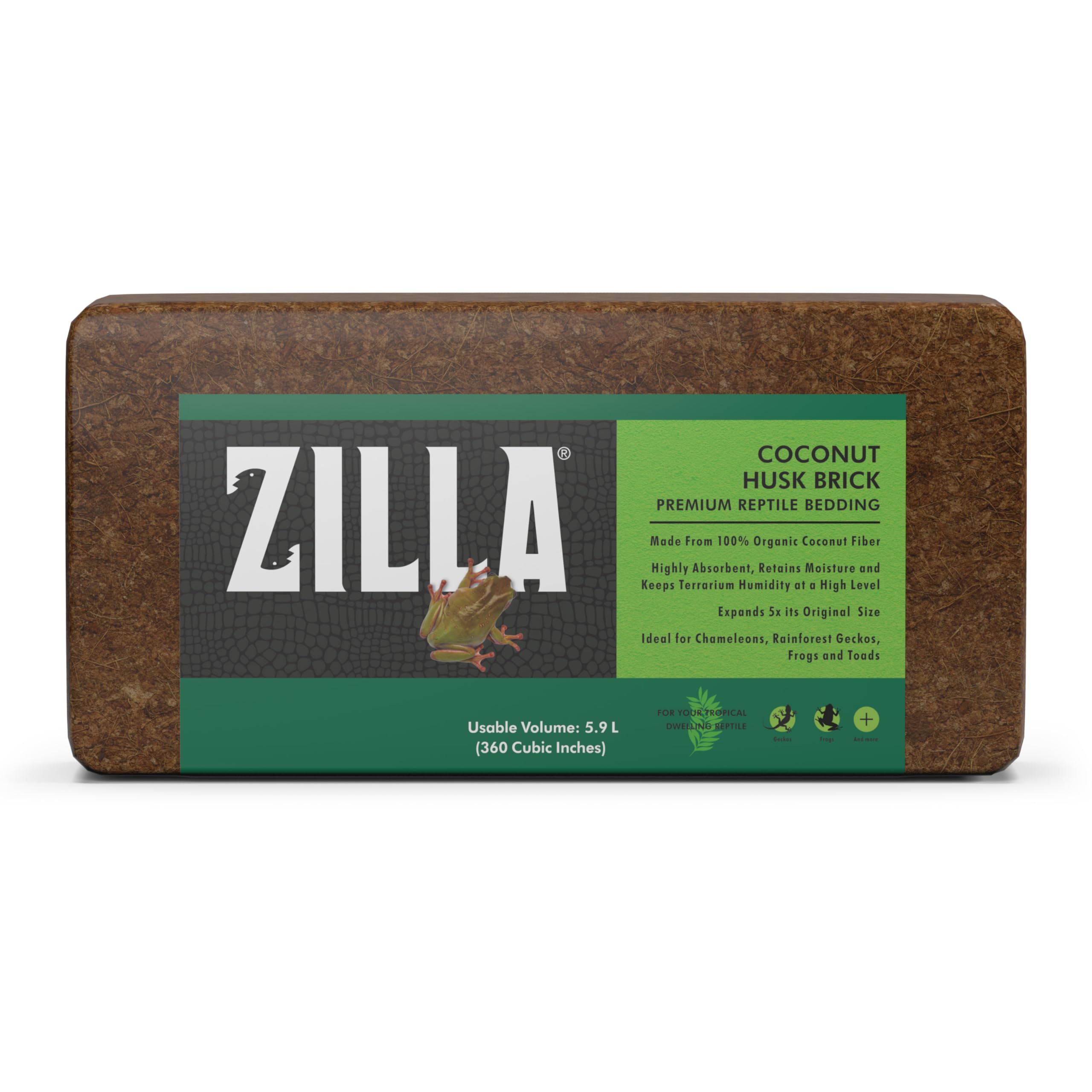 Zilla Coconut Husk Brick, Organic Bedding For Reptiles, Made With 100% Coconut Fiber, Ideal For Tropical Habitats And Egg Incubation