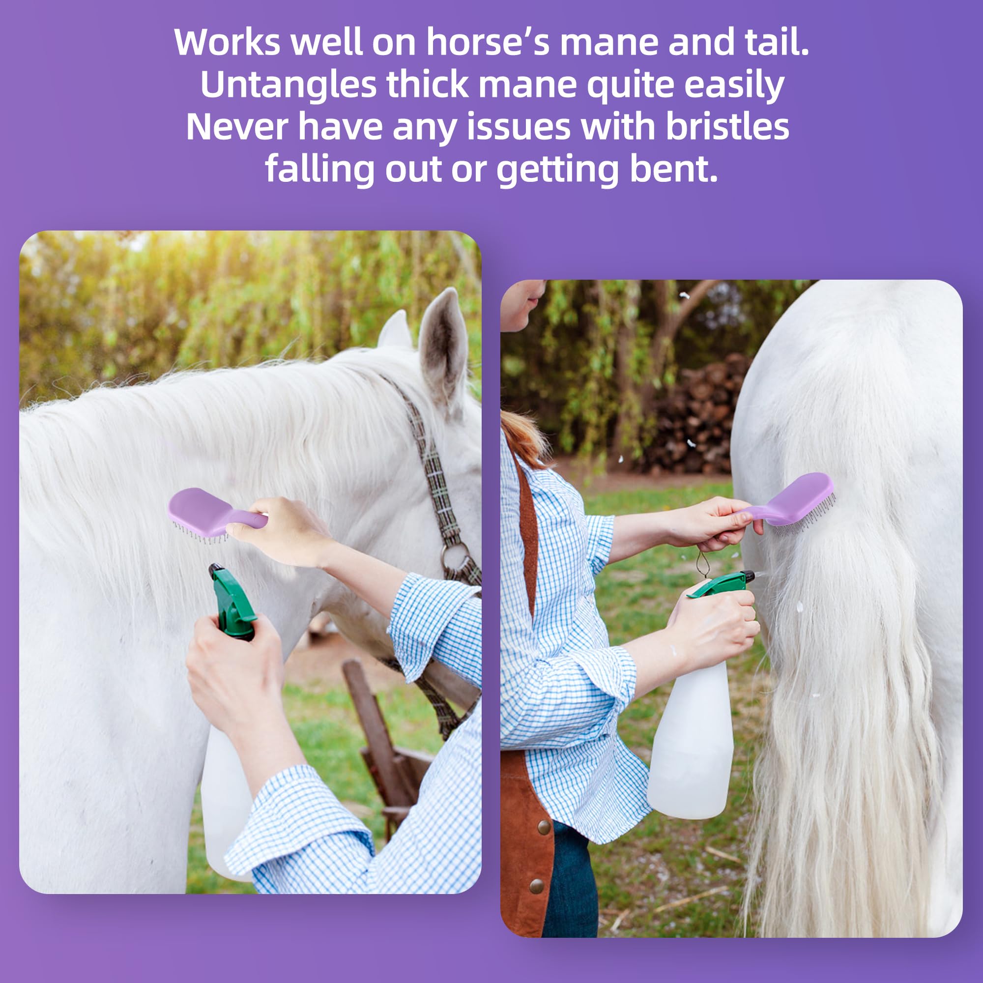 Horse Mane And Tail Brush For Long Haired Dogs Shedding Equine Horses Grooming Dog Pin Brush