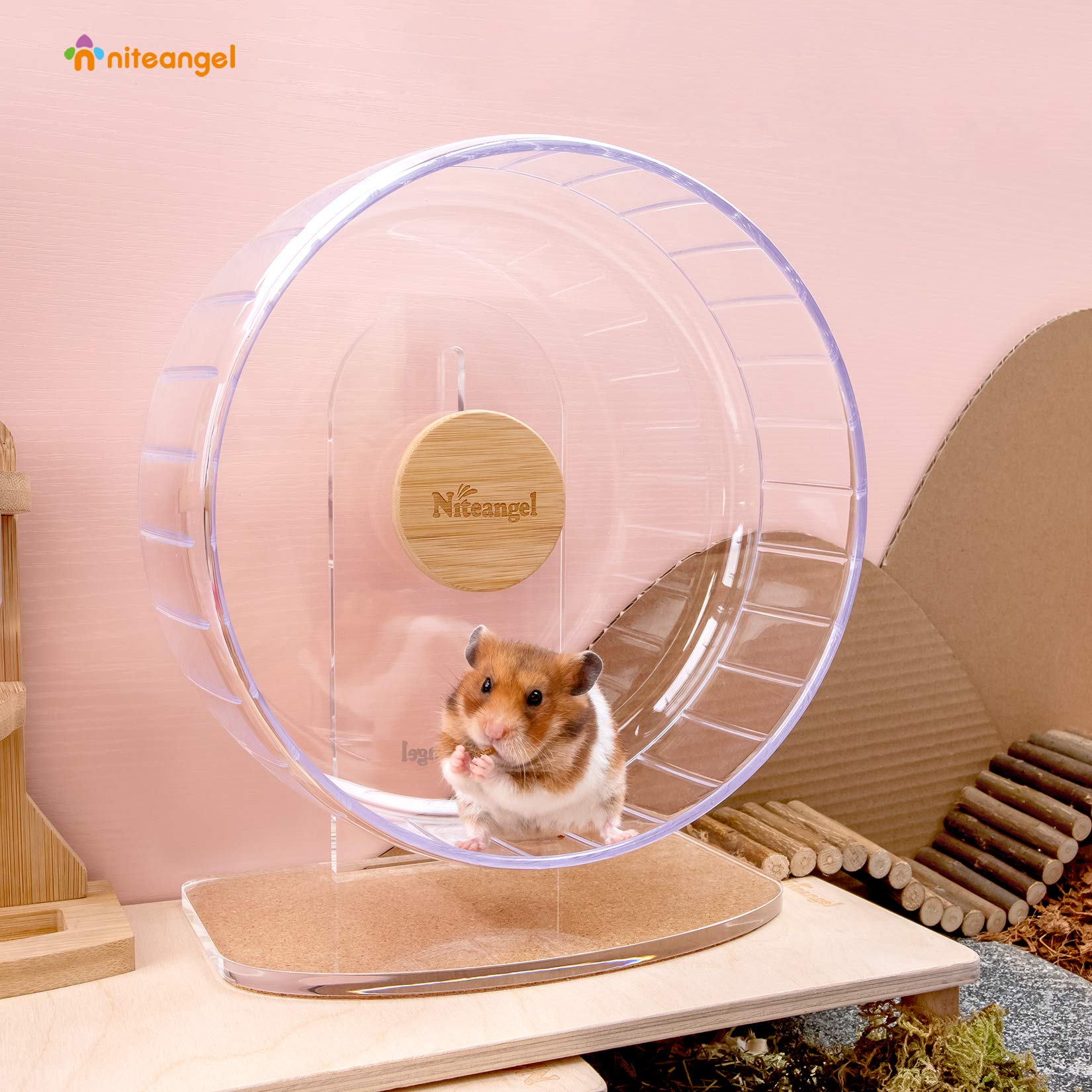 Niteangel Super-Silent Hamster Exercise Wheels - Quiet Spinner Hamster Running Wheels With Adjustable Stand For Hamsters Gerbils