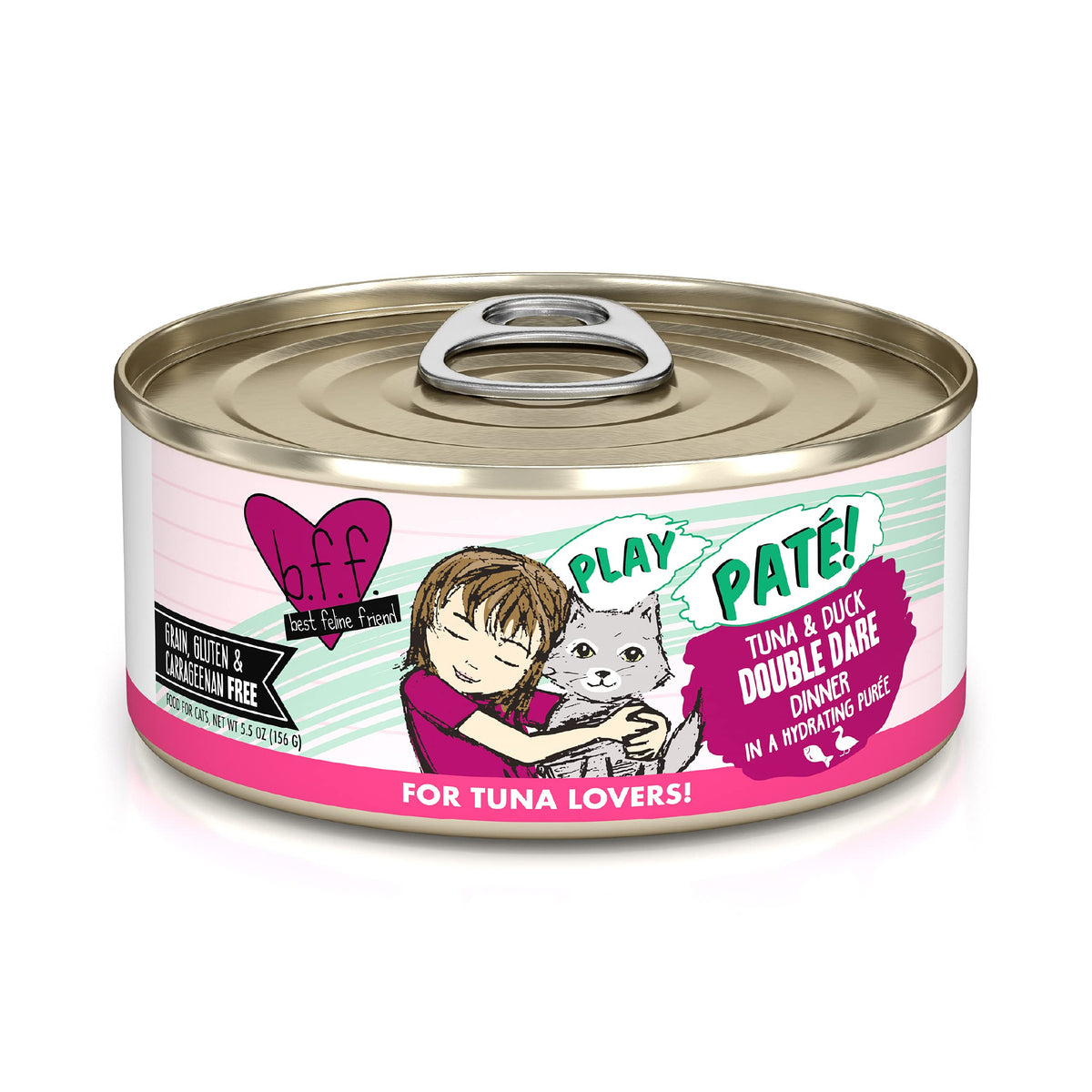 B.F.F. Play - Best Feline Friend Pat? Lovers, Aw Yeah!, Tuna & Duck Double Dare With Tuna & Duck, 5.5Oz Can (Pack Of 8)