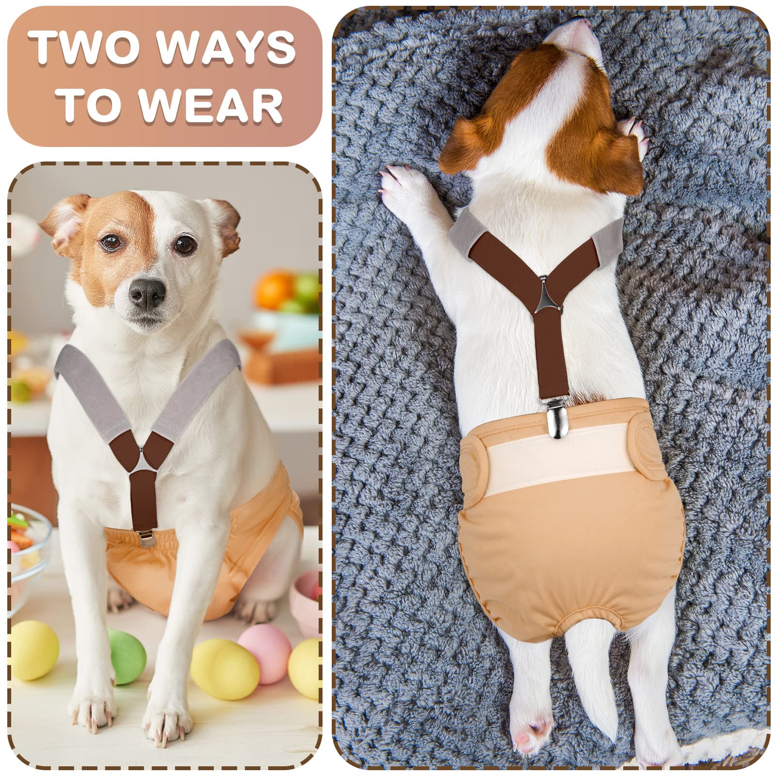 2 Pieces Dog Diaper Suspenders Belly Bands Canine Harness Keep Diaper On Your Dog For Small Medium And Large Dogs (Black, Brown, Small)