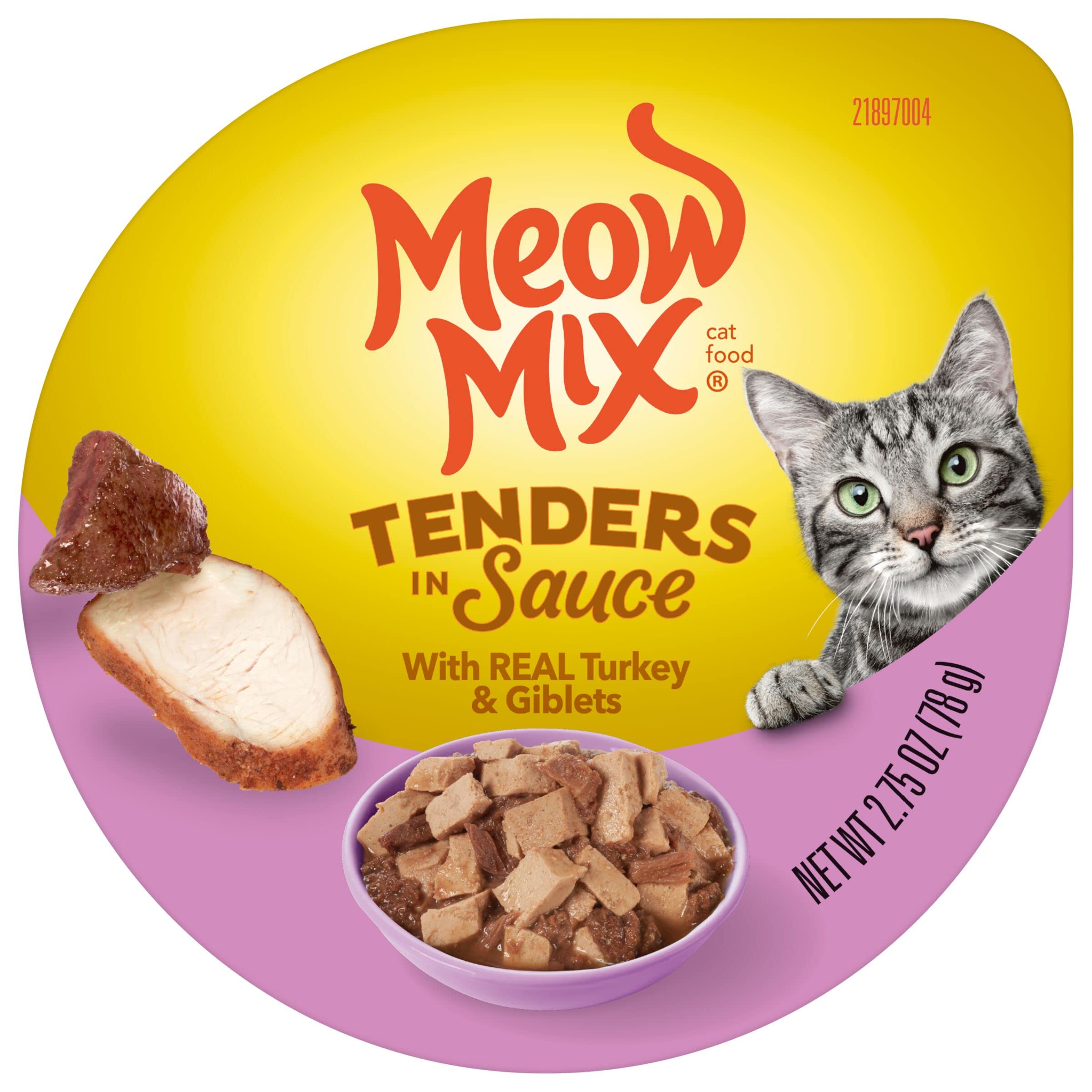 Meow Mix Tenders in Sauce Wet Cat Food, Turkey & Giblets, 2.75 Ounce Cup (Pack of 12)