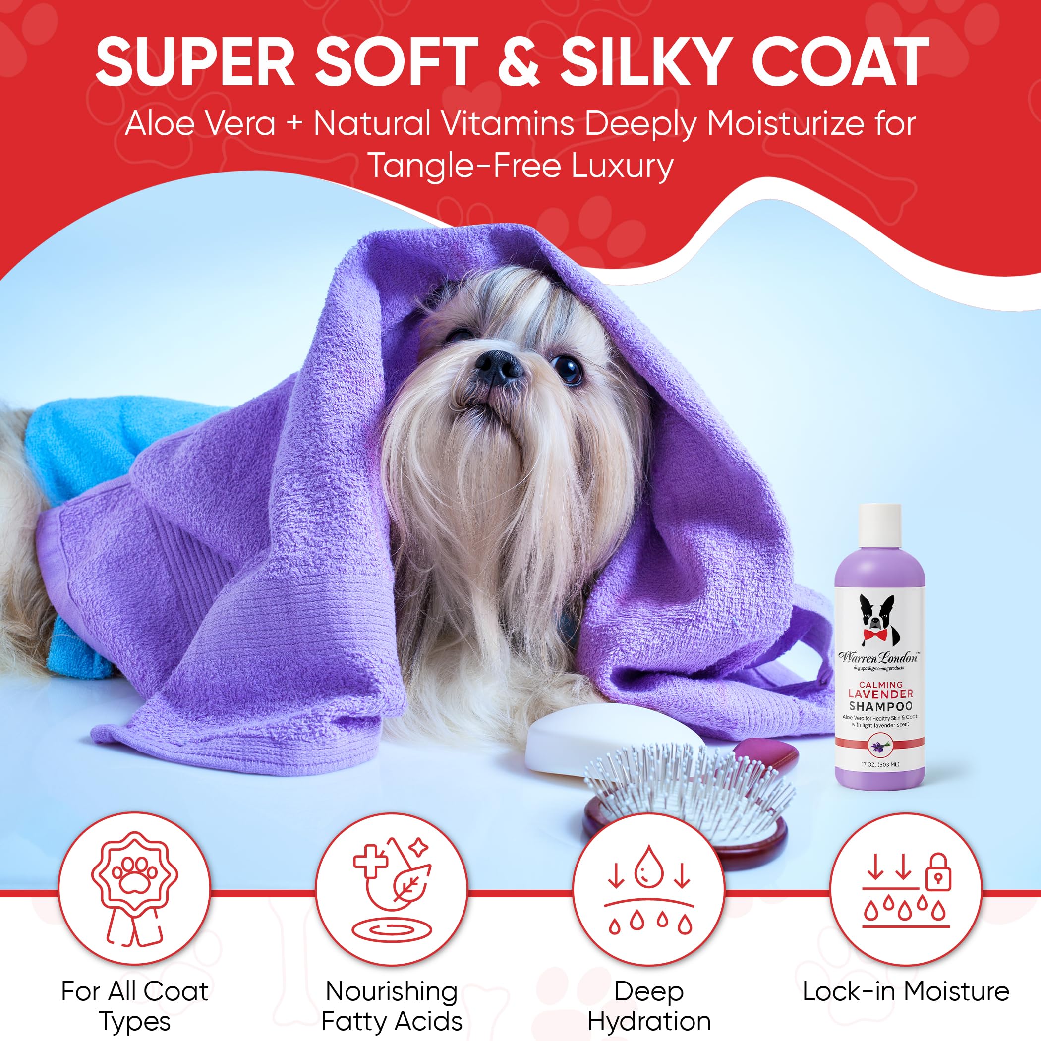 Calming Lavender Dog Shampoo W/Aloe Vera & Essential Oils- Warren London- Made In Usa- 17Oz