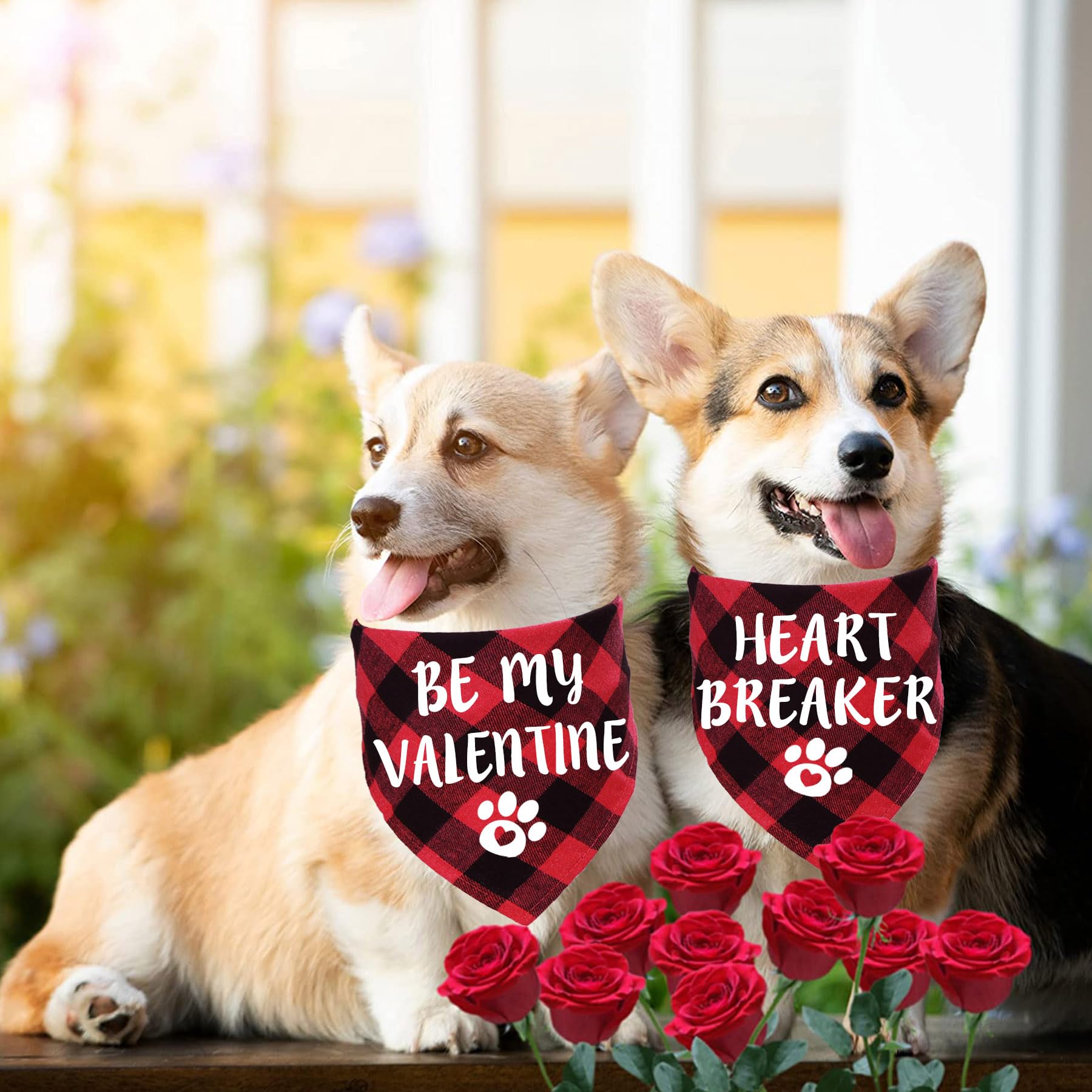 Stmk 4 Pack Valentines Day Dog Bandanas, Valentines Dog Bandanas Scarf For Medium Large Dogs Pets (Large)