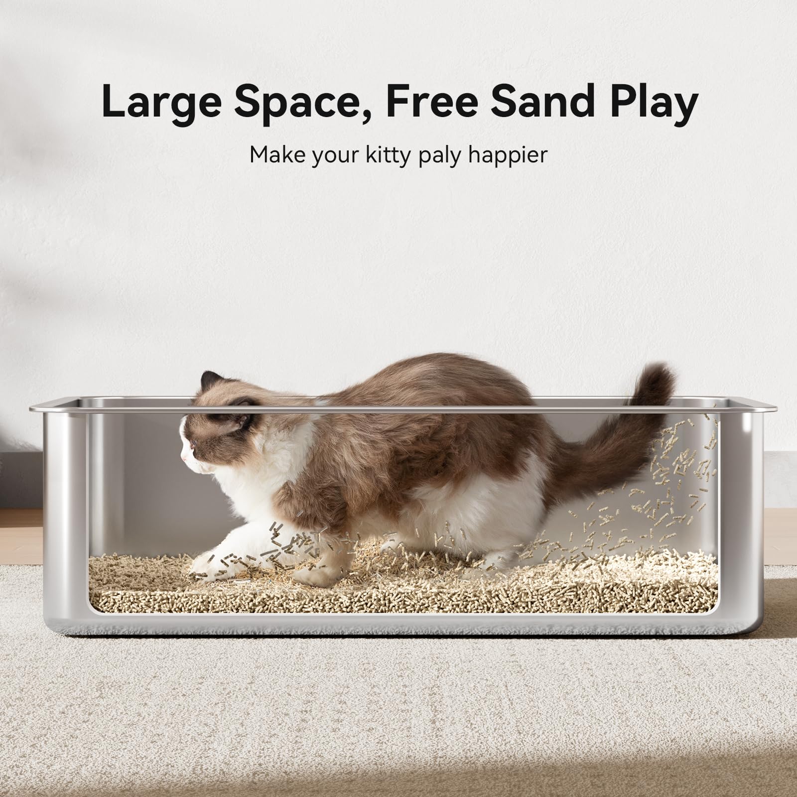 2 Pack Cat Pan Giant 28'' Extra Large Stainless Steel Cat Litter Pan Metal Cat Litterbox For Big Cats And Multiple Cats, Anti-Le