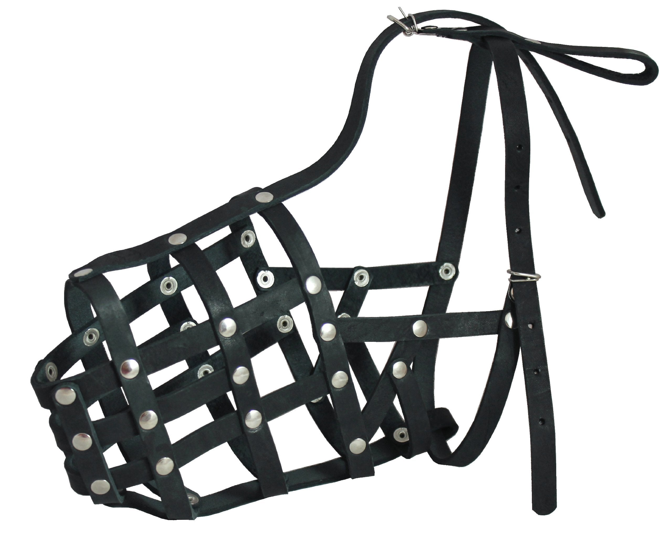 Secure Genuine Leather Mesh Dog Basket Muzzle - German Shepherd Male, (Circumference 13', Snout Length 5')