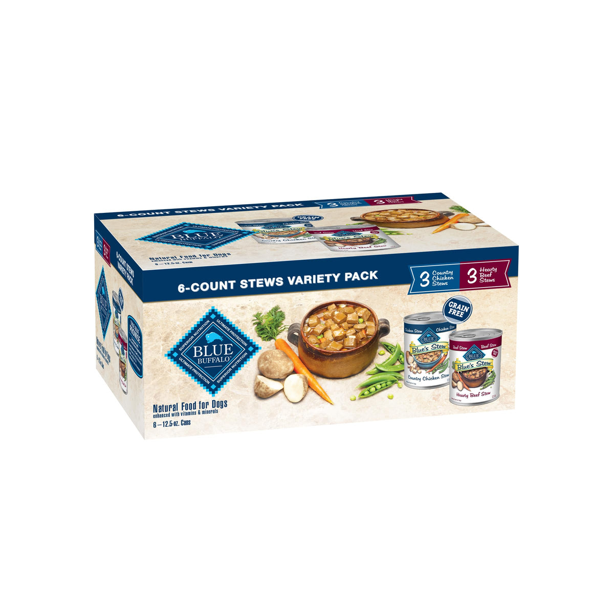 Blue Buffalo Blue'S Stew Natural Wet Dog Food, Made With Natural Ingredients, Hearty Beef And Country Chicken Variety Pack, 12.5