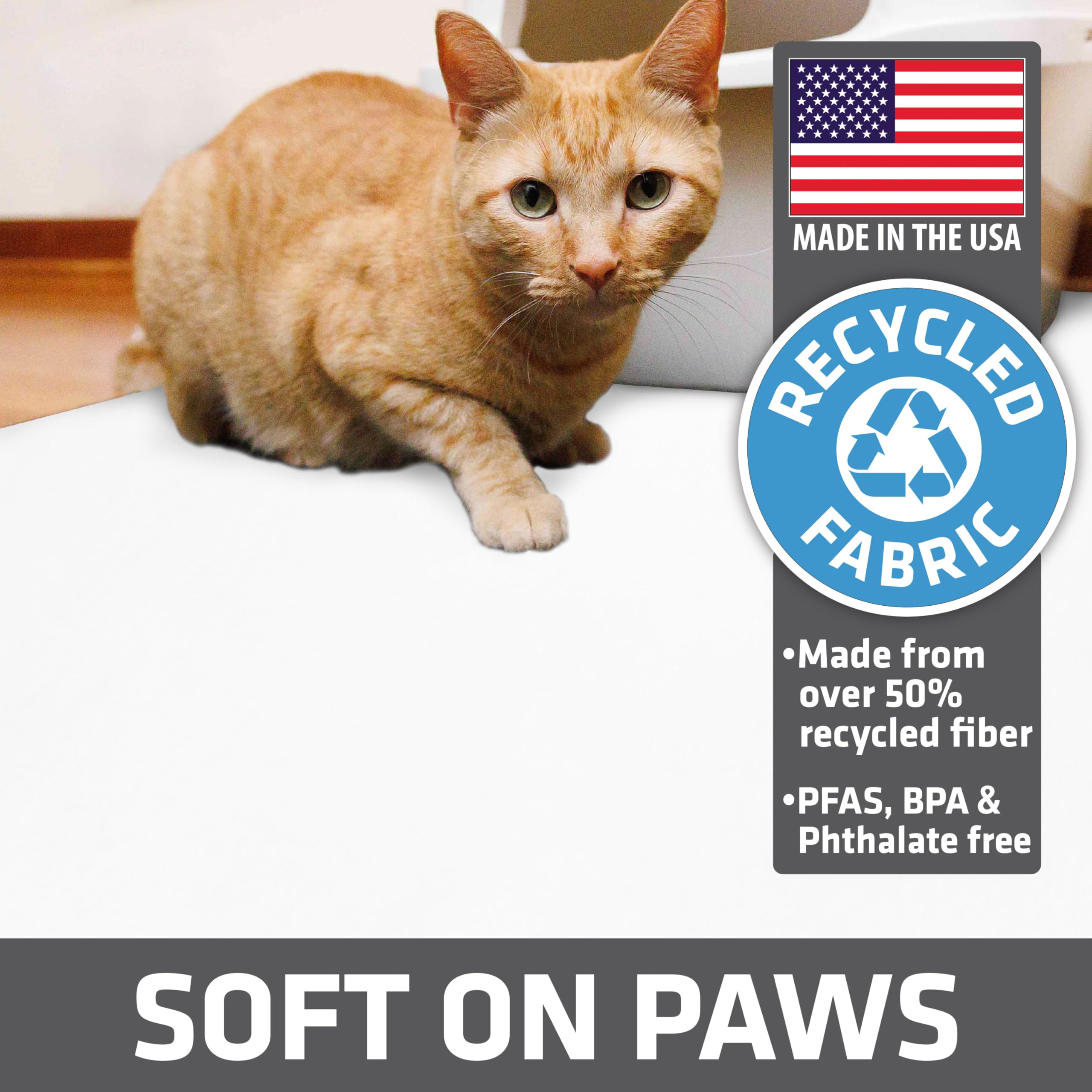 Drymate Cat Litter Mat - Waterproof, Absorbent, Machine Washable, Soft on Paws, 28x36, White, USA Made, Recycled Content