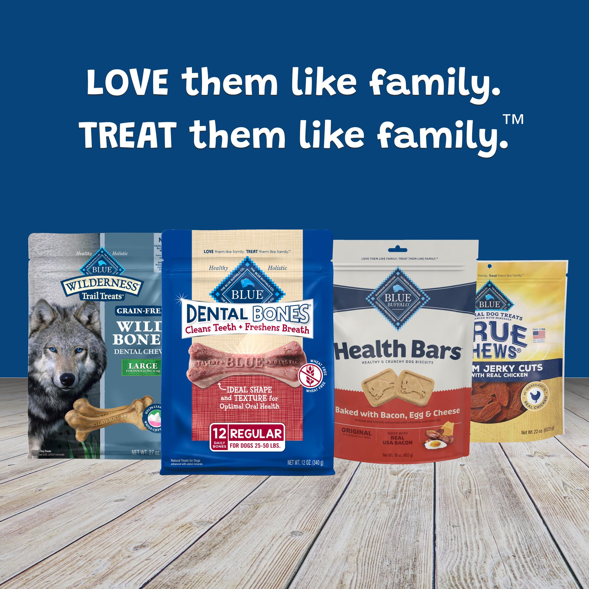 Blue Buffalo Dental Bones Regular Natural Dental Chew Dog Treats, (25-50 lbs) 12-oz Bag