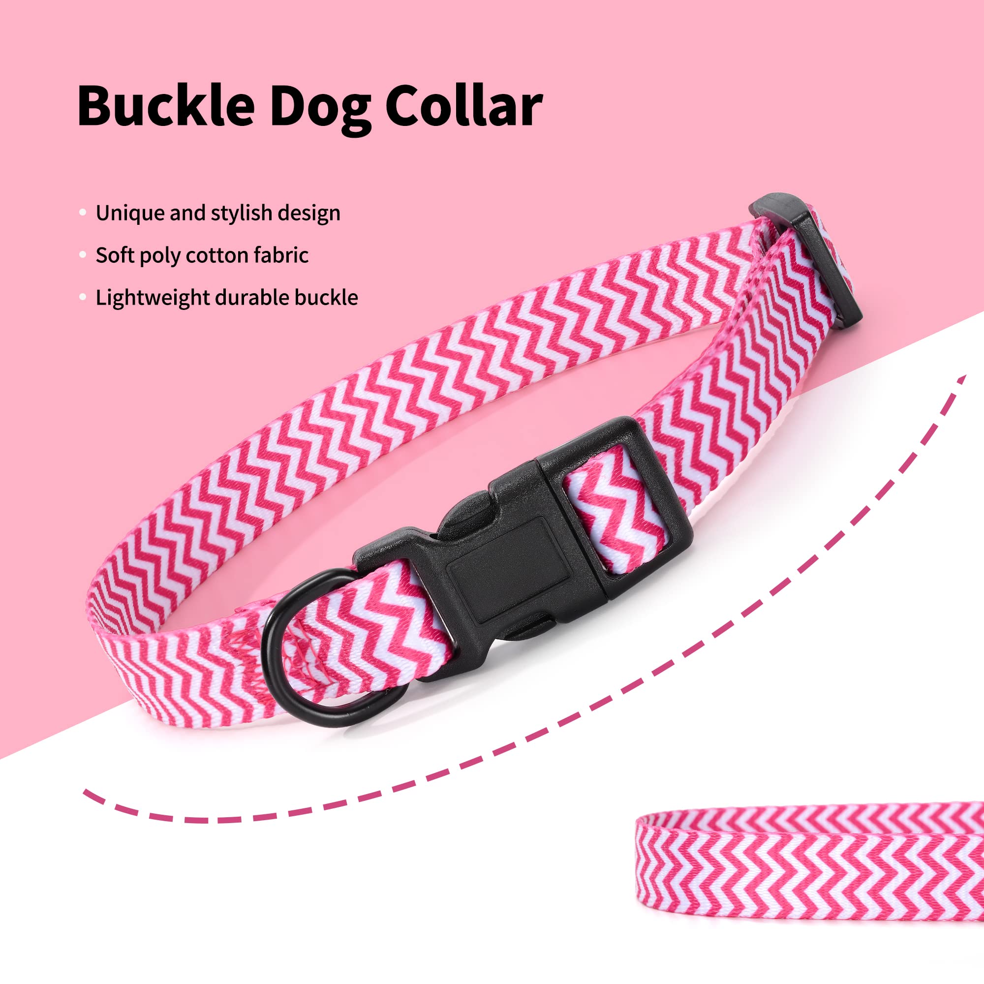 Mile High Life Dog Collar | Cute Puppy Collars | Lightweight Girl Dog Collar | Soft Boy Dog Collars | W Geometric Ocean Wavy Pat