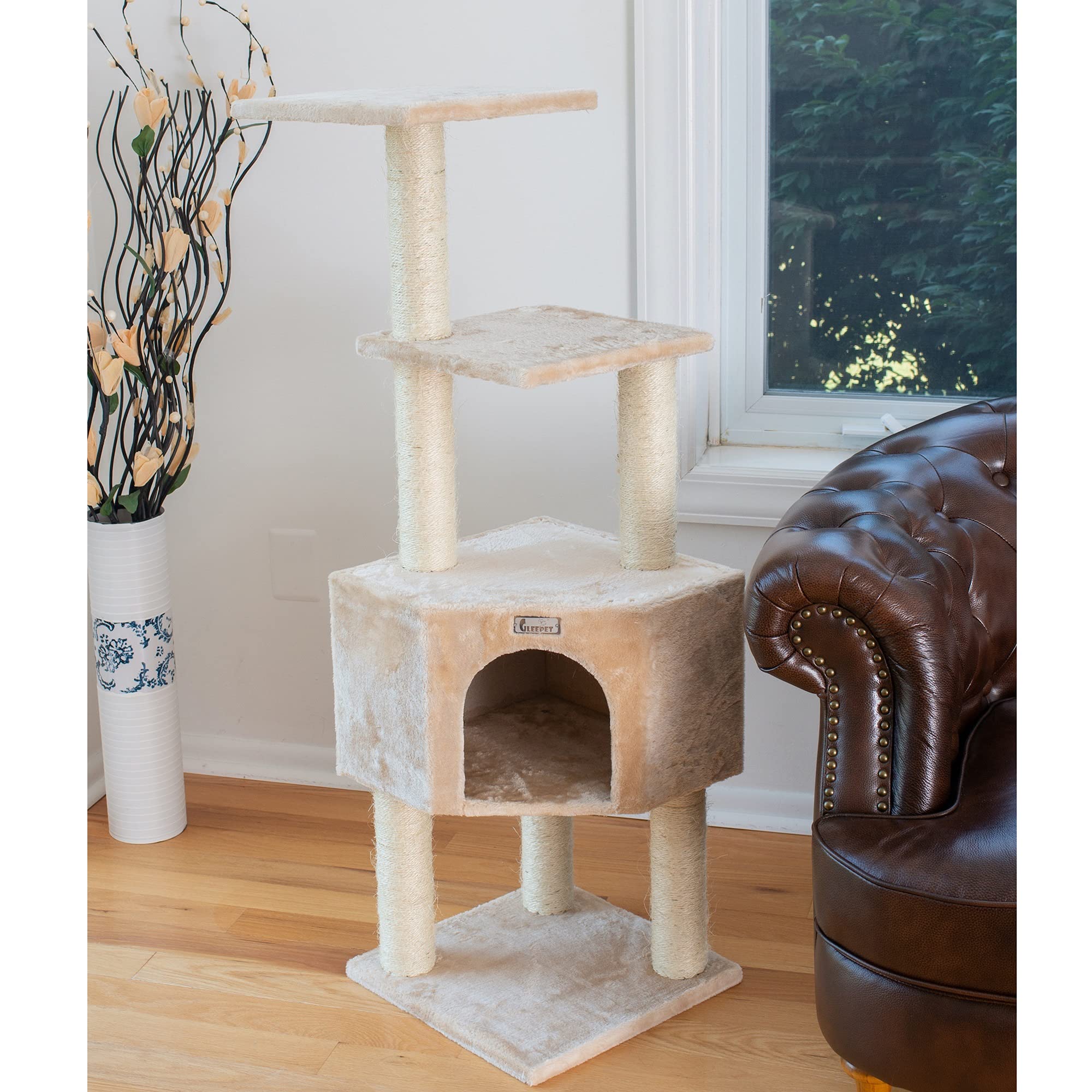 GleePet GP78480321 Cat Tree, 48-Inch, Beige