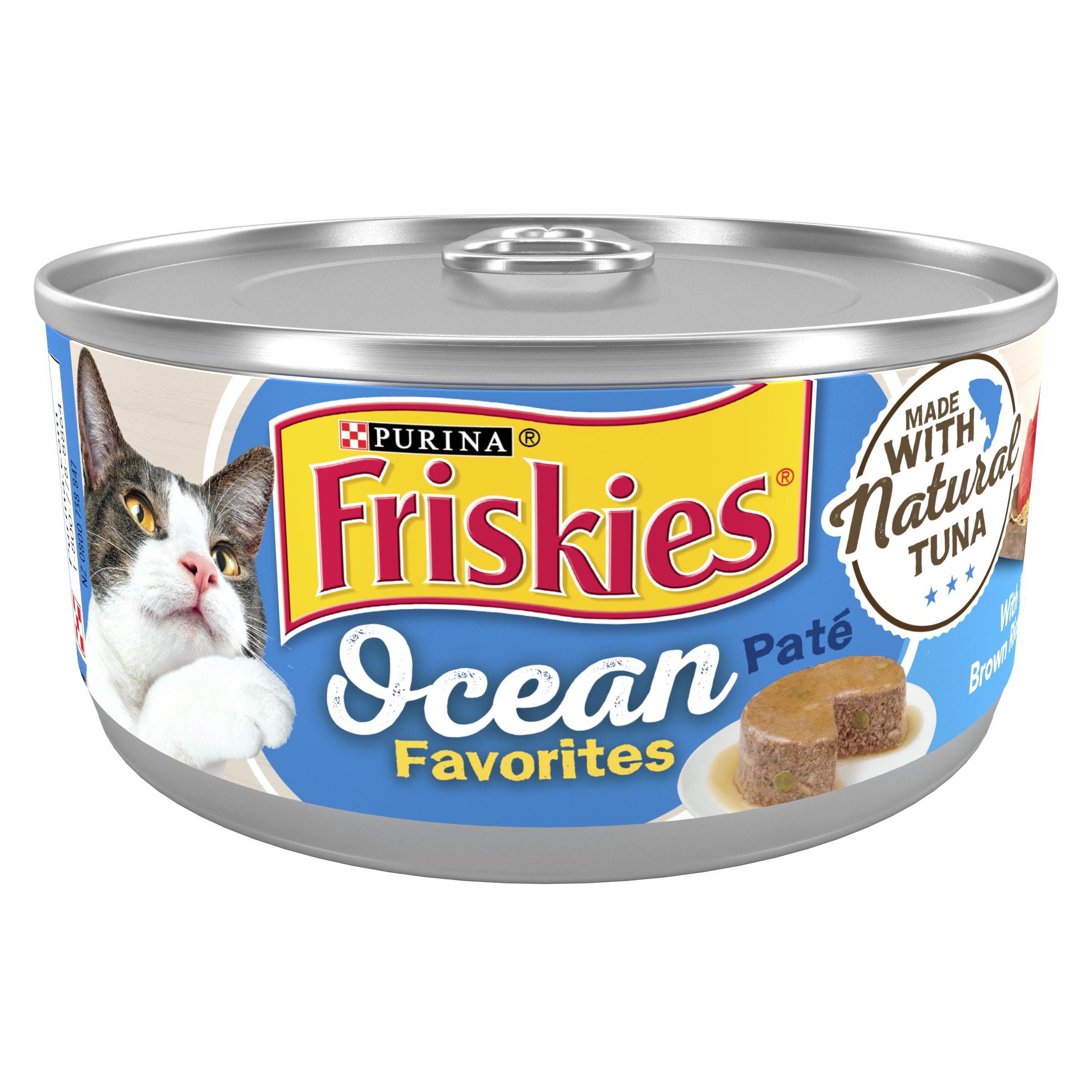 Purina Friskies Wet Cat Food Pate Ocean Favorites With Natural Tuna, Brown Rice and Peas - (Pack of 24) 5.5 oz. Cans