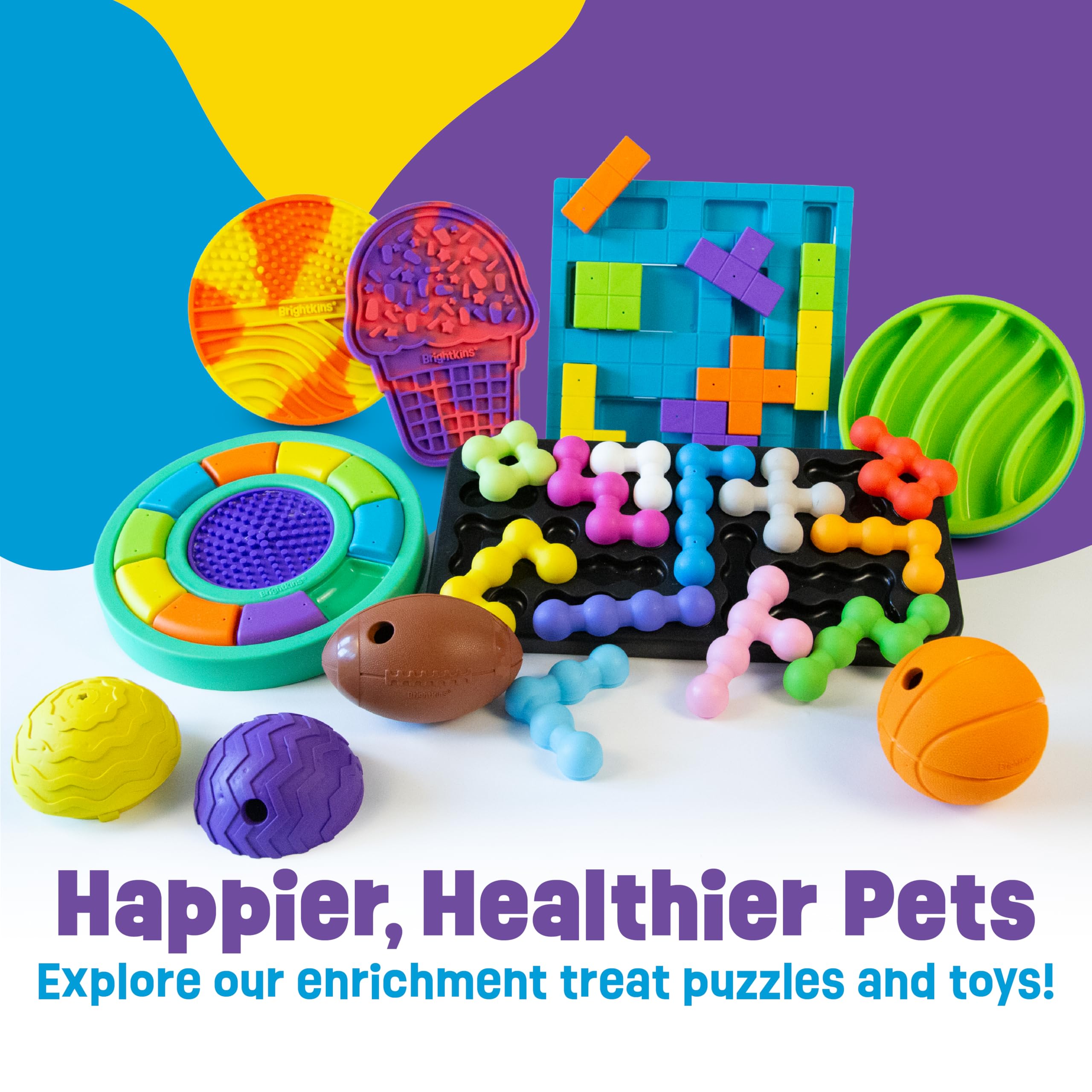 Brightkins Basketball Treat Dispenser - Enrichment Puppy Essentials, Multicolor, Model LER9448, Dog Birthday Gift, Slow Feeder Puzzle Toy