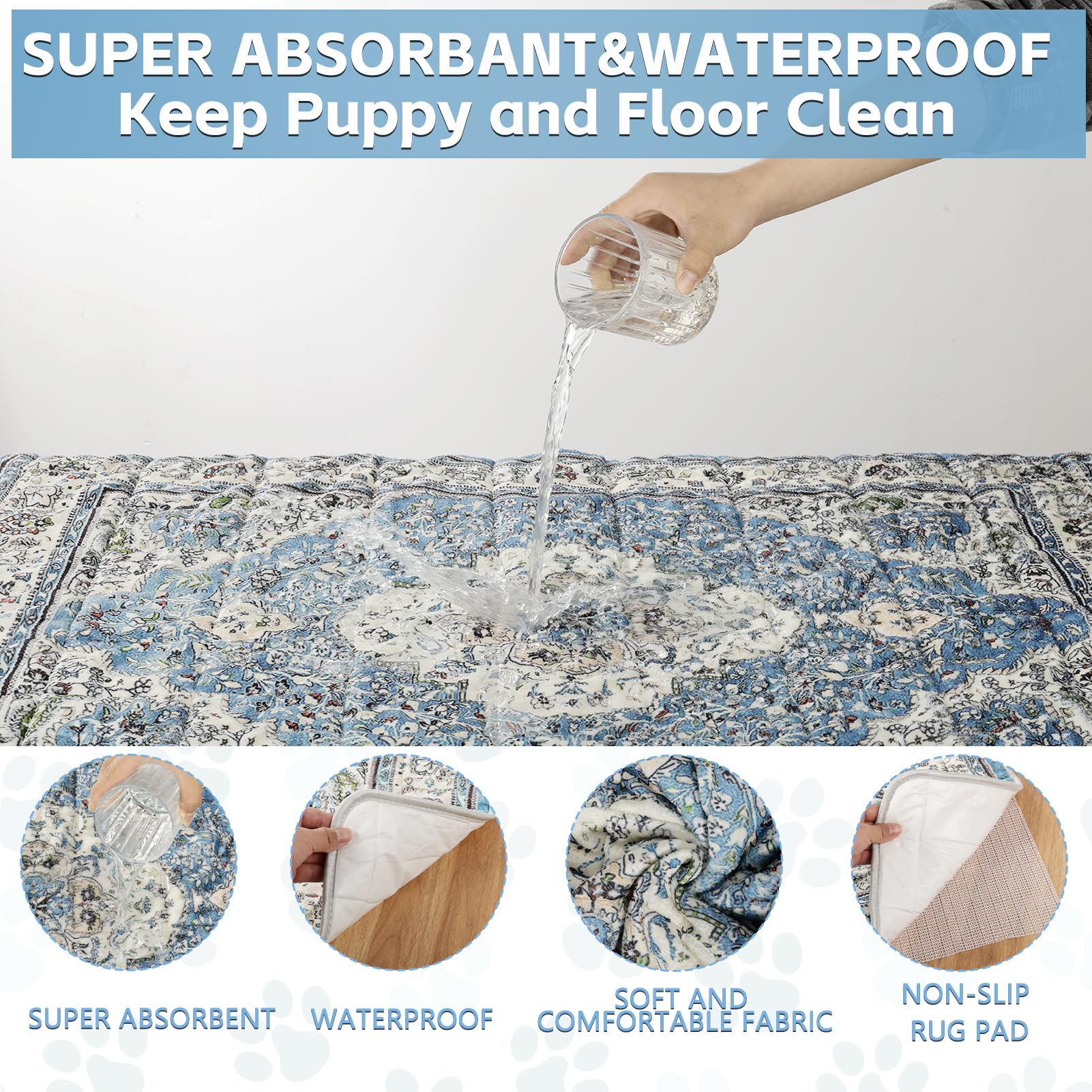 Aihsumc Washable Thickened Pee Pads For Dogs, 2 Pack (36'X42') Upgrade Reusable Puppy Pads With Non-Slip Rug, Super Absorbent