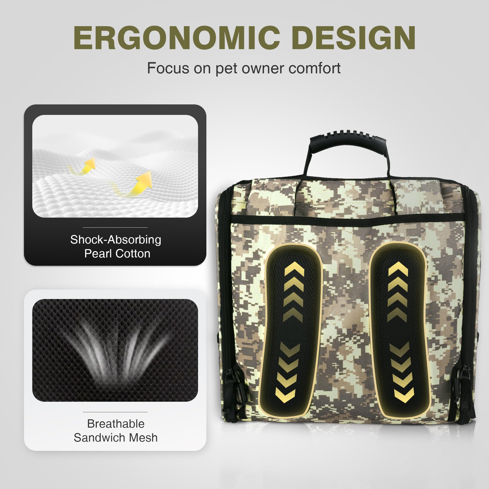 Foldable Cat Backpack Carrier, Dog Backpack Carrier For Small Dogs Cats Up To 12 Lbs, Three-Sided Breathable Pet Backpack With S