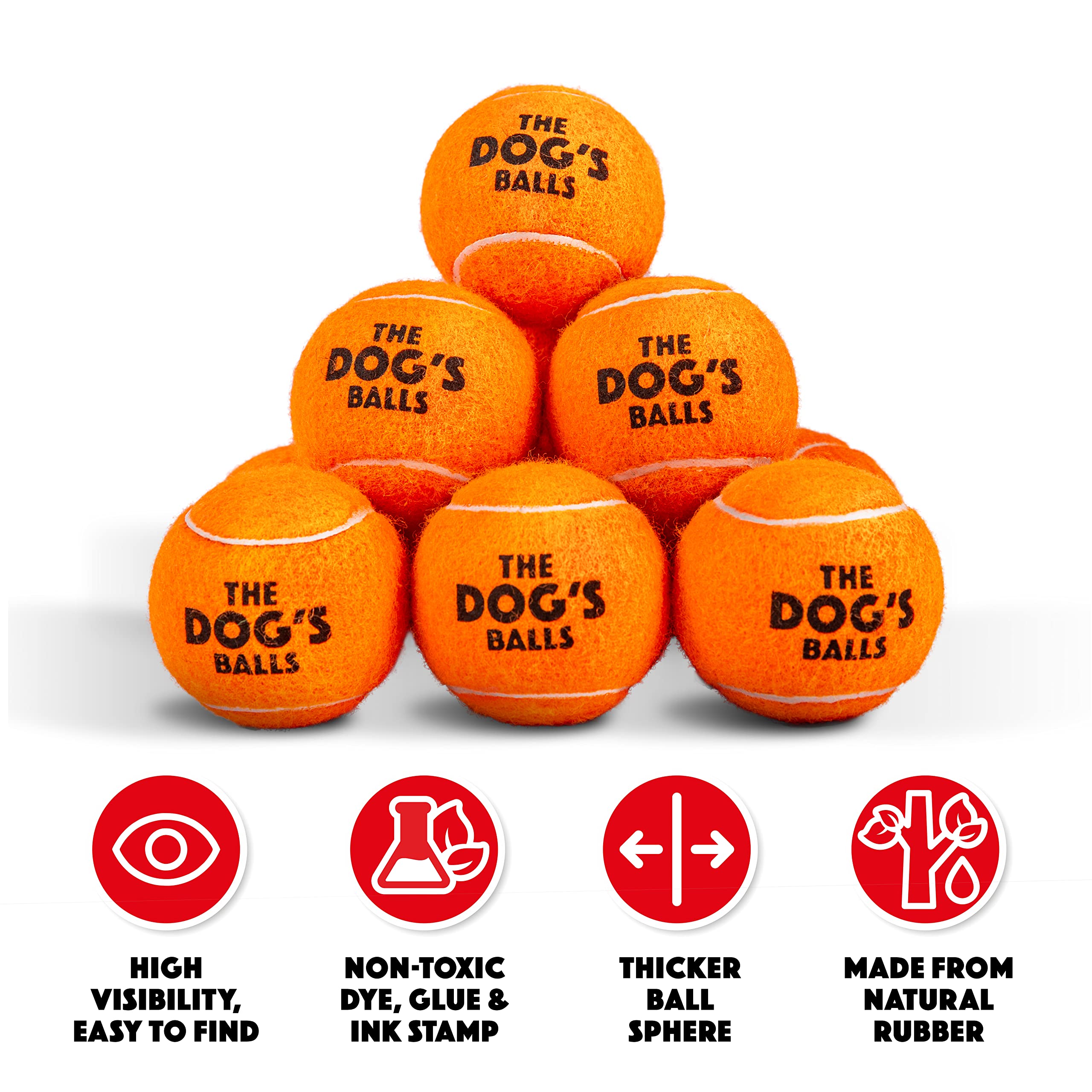 The Dog'S Balls, Dog Tennis Balls, 12-Pack Orange Dog Toy, Strong Dog & Puppy Ball For Training, Play, Exercise & Fetch