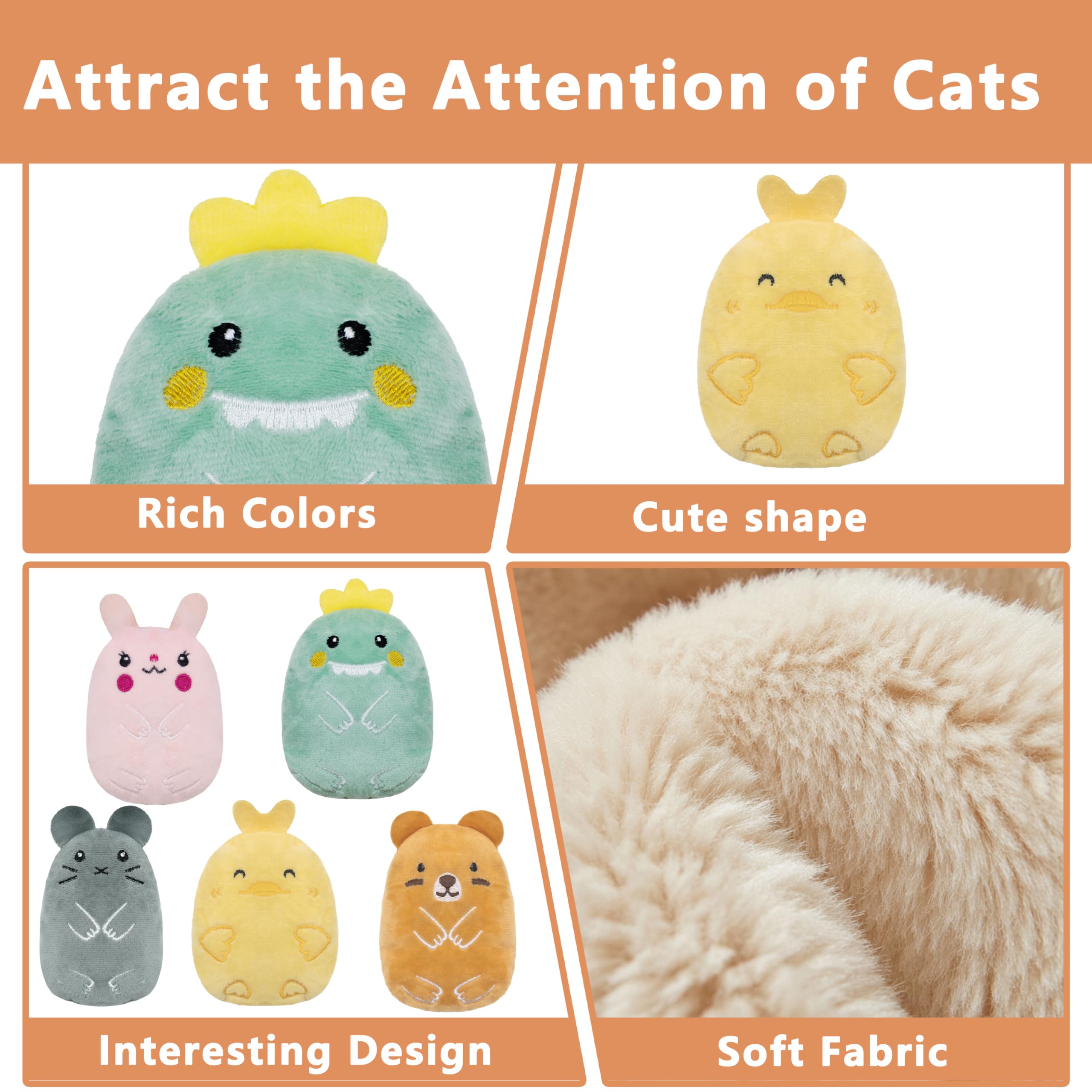 Maiiu 5Pcs Crinkle Sound Cat Toys, Funny Cat Toys, Bite Resistant Cat Toys, Indoor Cartoon Cat Toys For Cat,Cat Chew Toys.