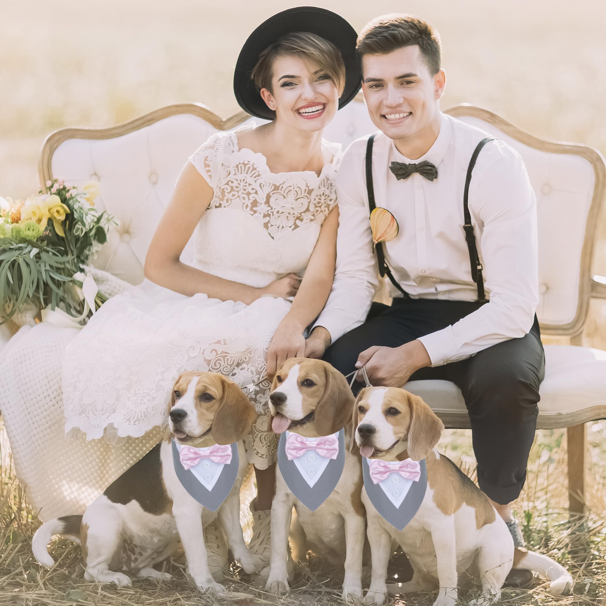 Adoggygo Formal Dog Tuxedo Wedding Pet Bandana Collar With Bowtie, Adjustable Birthday Wedding Formal Tux Costumes For X-Small P