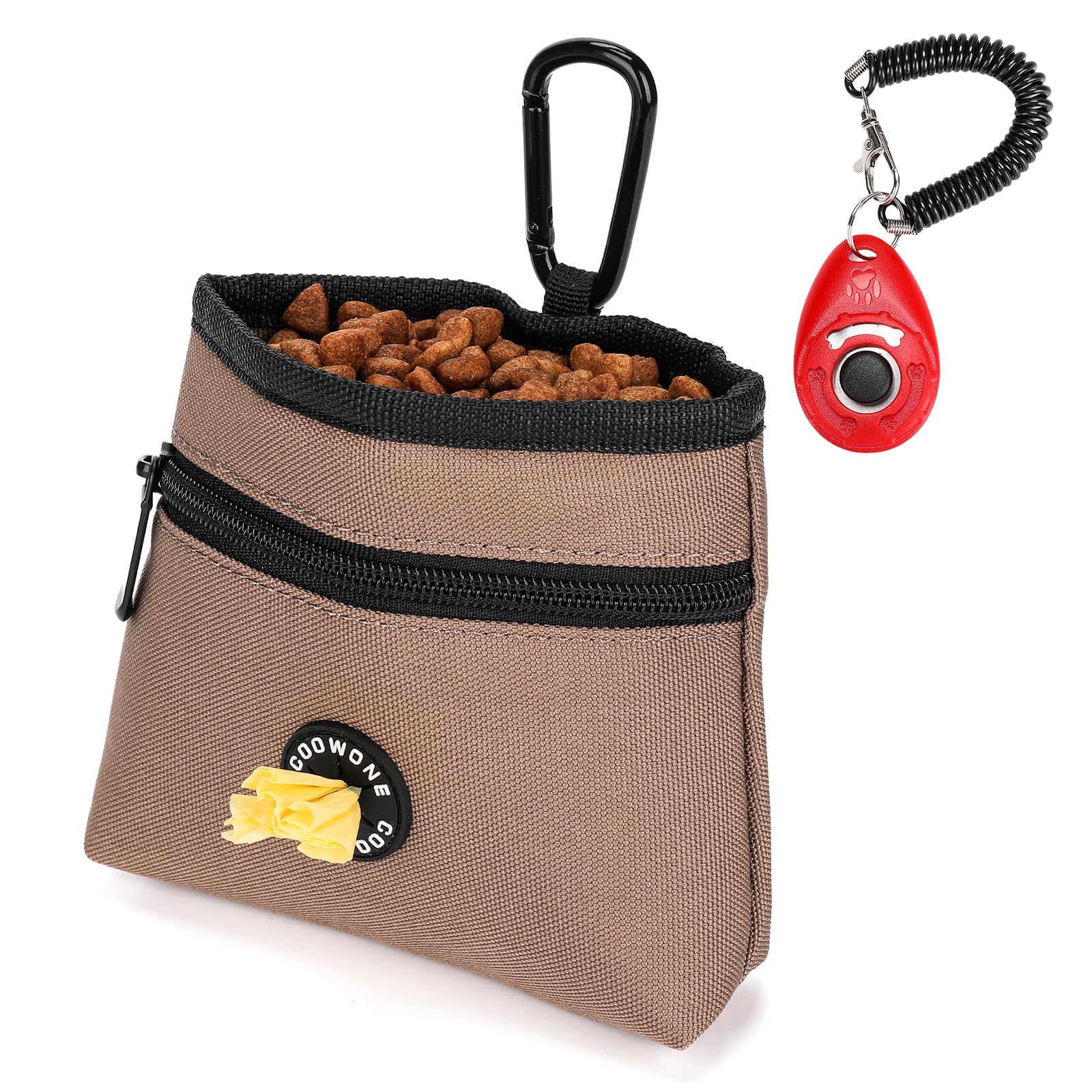 COOWONE Dog Treat Pouch with Pet Training Clicker, Detachable Dog Puppy Training Treat Bag, 900D Oxford Cloth Magnetic Closure S