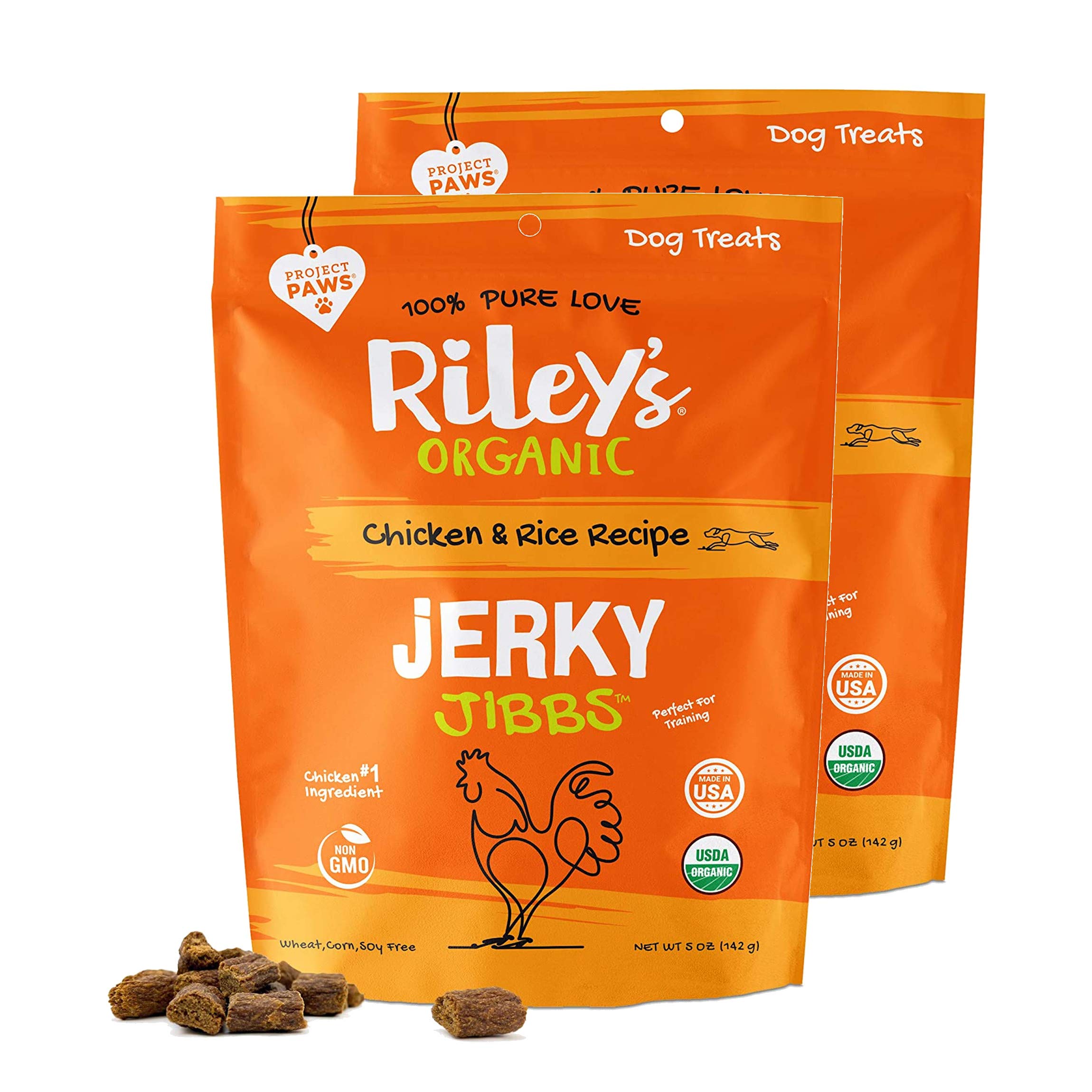 Rileys Organics Jerky Jibbs Chicken & Rice Recipe Dog Treats 2 Pack 5 oz