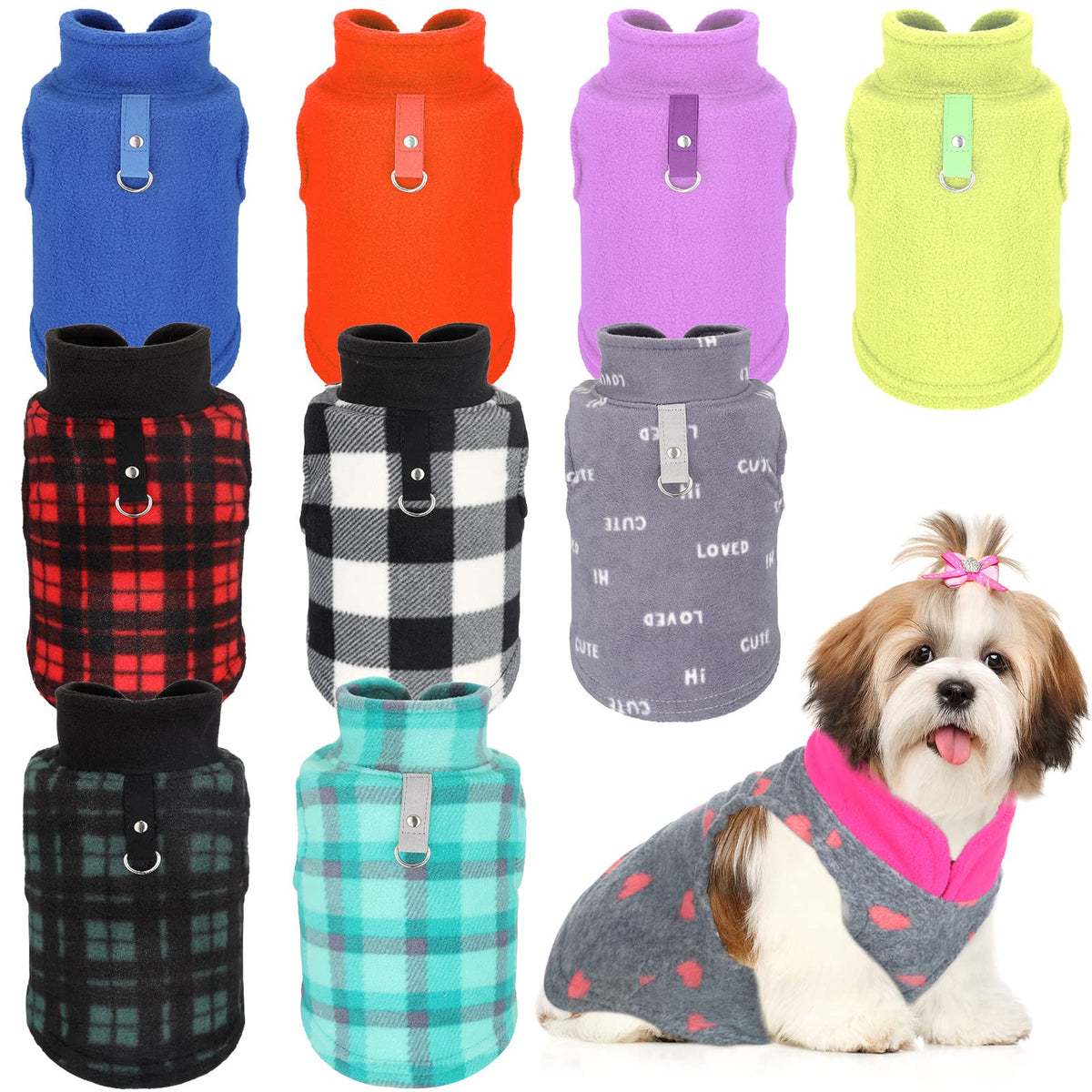 10 Pack Dog Sweaters For Small Dogs Fleece Small Dog Sweaters With Leash Ring Puppy Sweater Fleece Soft Dog Winter Cold Weather Indoor And Outdoor (Medium)