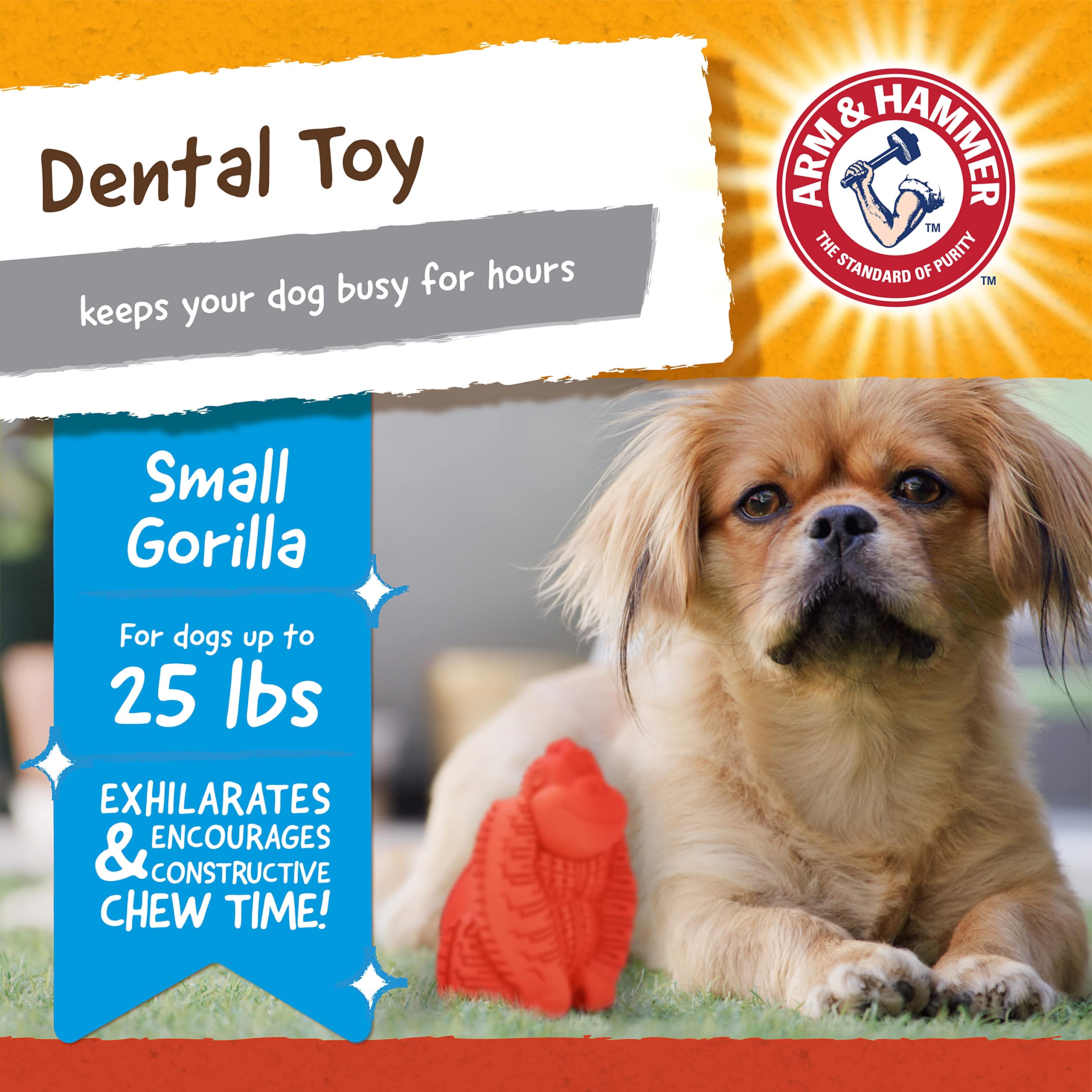 Arm & Hammer For Pets Super Treadz Mini Gorilla Dental Chew Toy For Dogs, 24 Pack | Dog Dental Chew Toys Reduce Plaque & Tartar Buildup Without Brushing | For Dogs Up To 25 Lbs