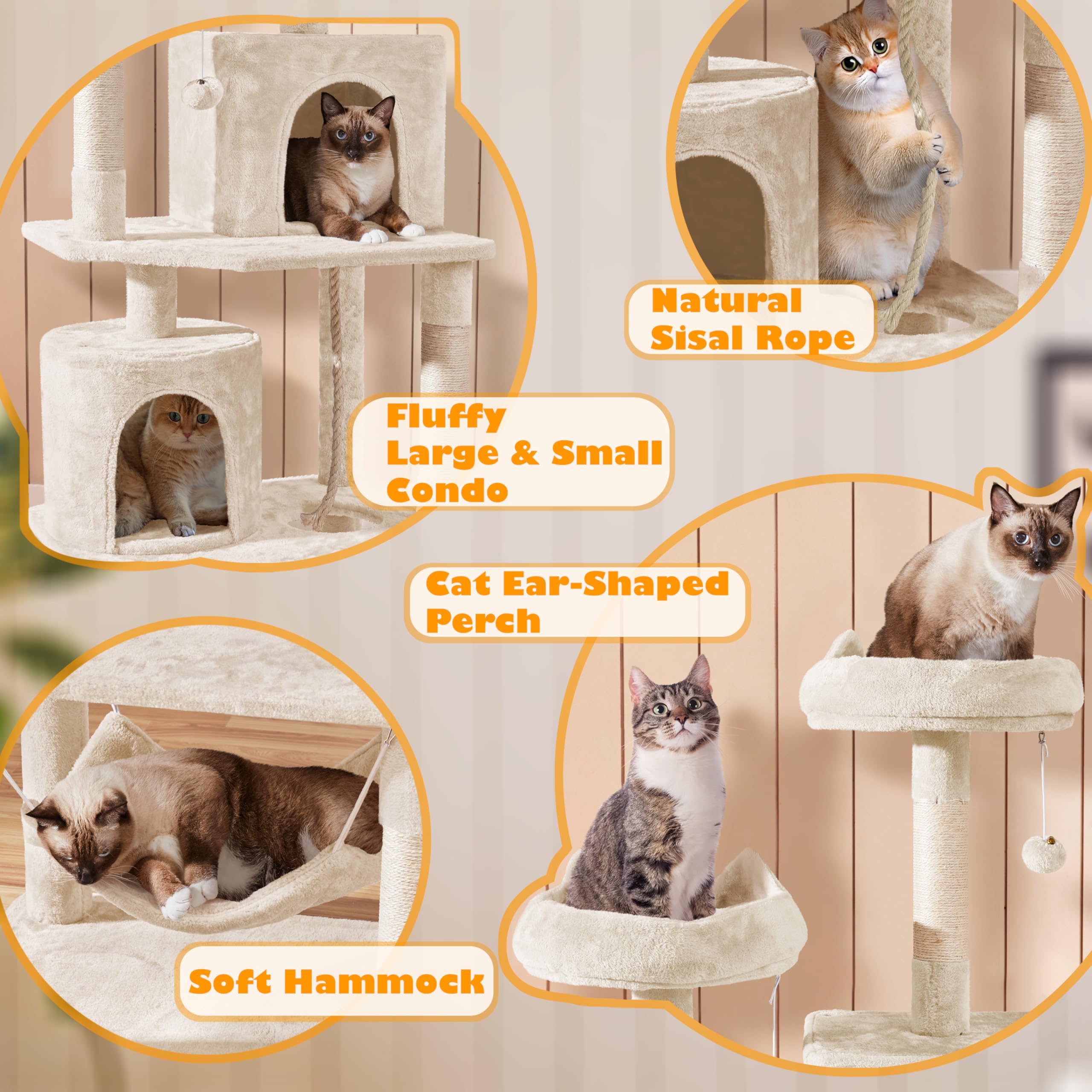 Yaheetech Cat Tower, 70.5In Cat Tree For Indoor Cats, Multi-Level Climbing Tree W/Condo & Plush Perches, Large Cat Play House Sc