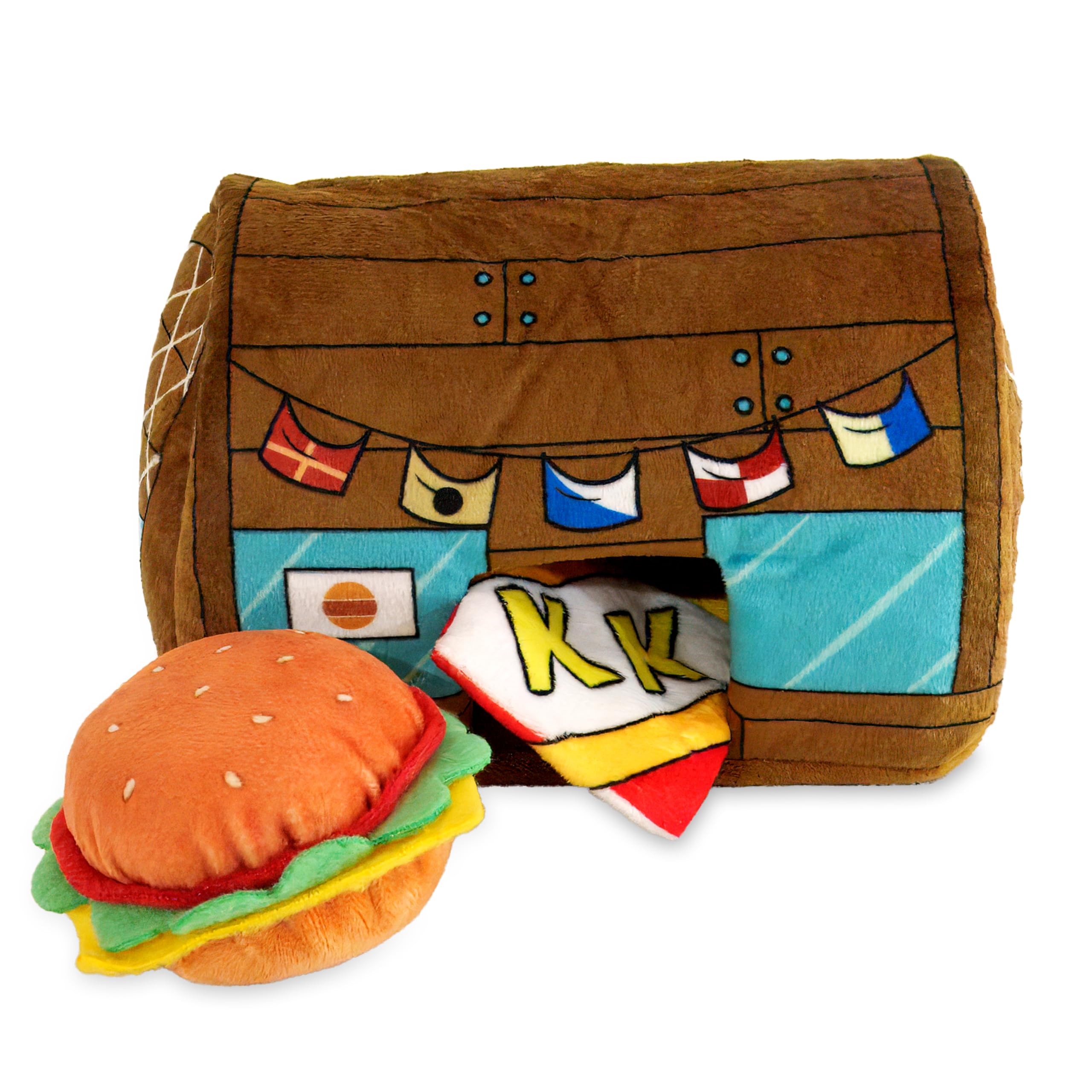 Design Lab, Inc. Spongebob Squarepants Official Merchandise | Spongebob Stuffed Animal Dog Toys | Krusty Crab, Burger & Fries - 