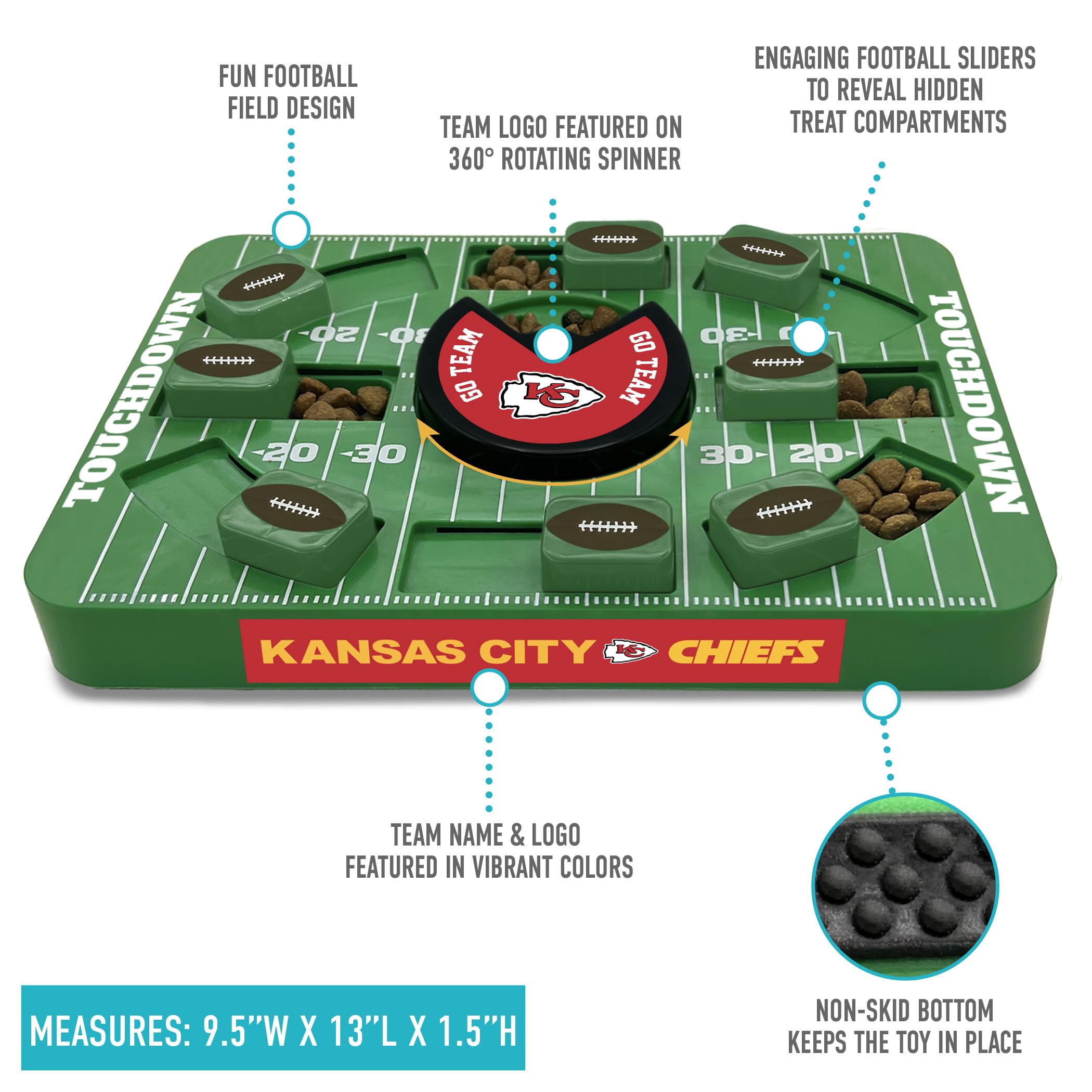Pets First Kansas City Chiefs Large Puzzle Puzzle Toy, New Size, Interactive Slow Feeding Toy