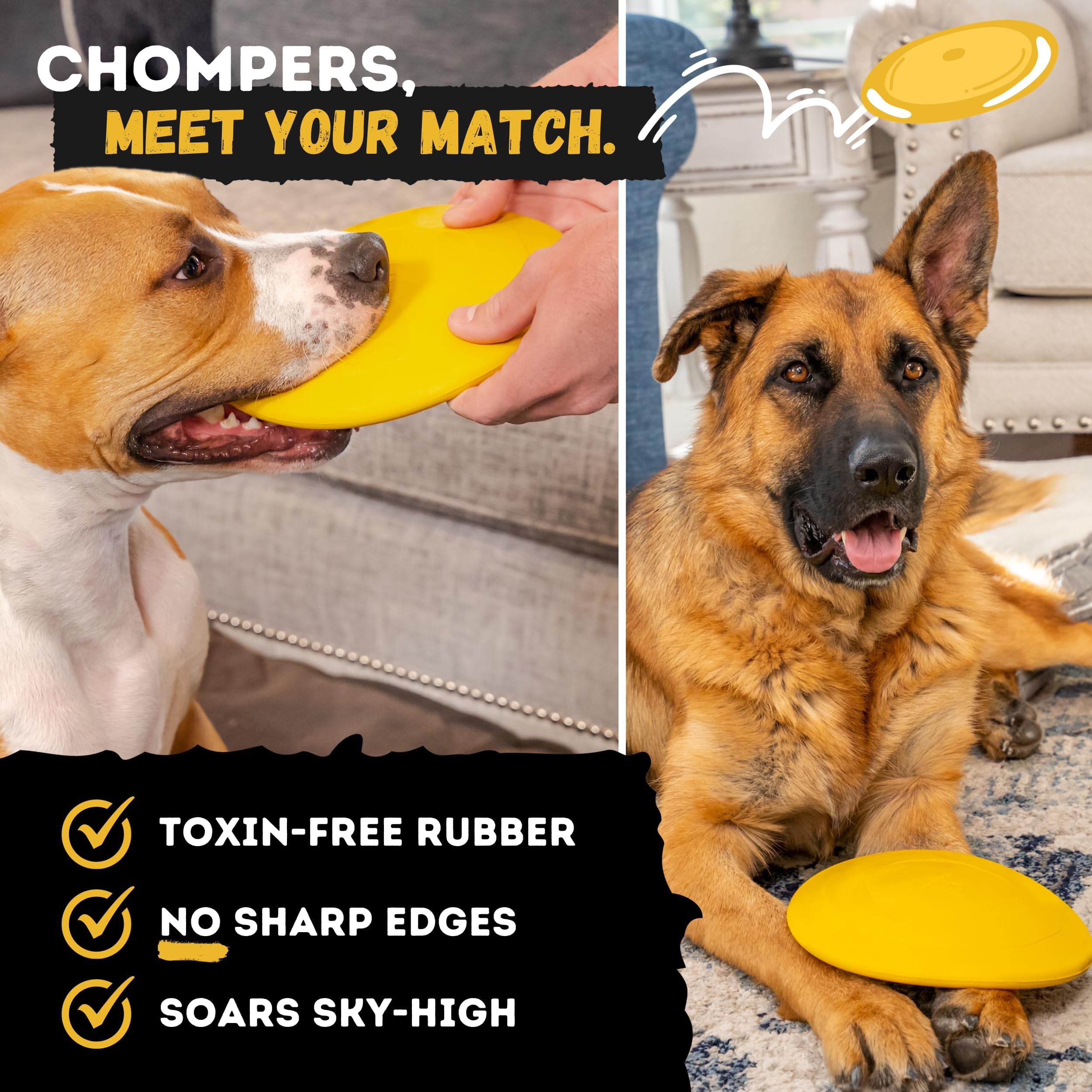 Woofbite ''Indestructible Dog Disc - Lifetime Replacement - Medium & Large Breed - Ultra Durable For Aggressive Chewers - Tough