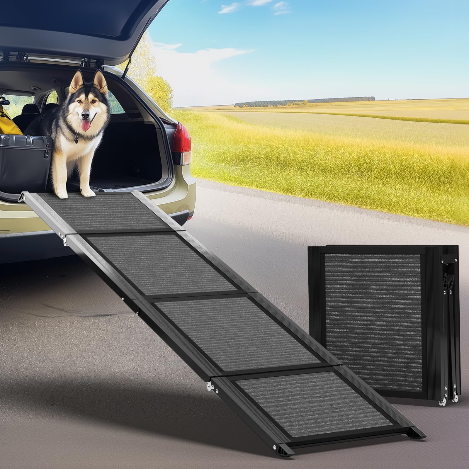 Dog Ramp For Car Large Dog,71 Extra Long & 20Extra Wide Portable Car Ramp For Dogs With Non-Slip Rug Surface Folding Pet Ram