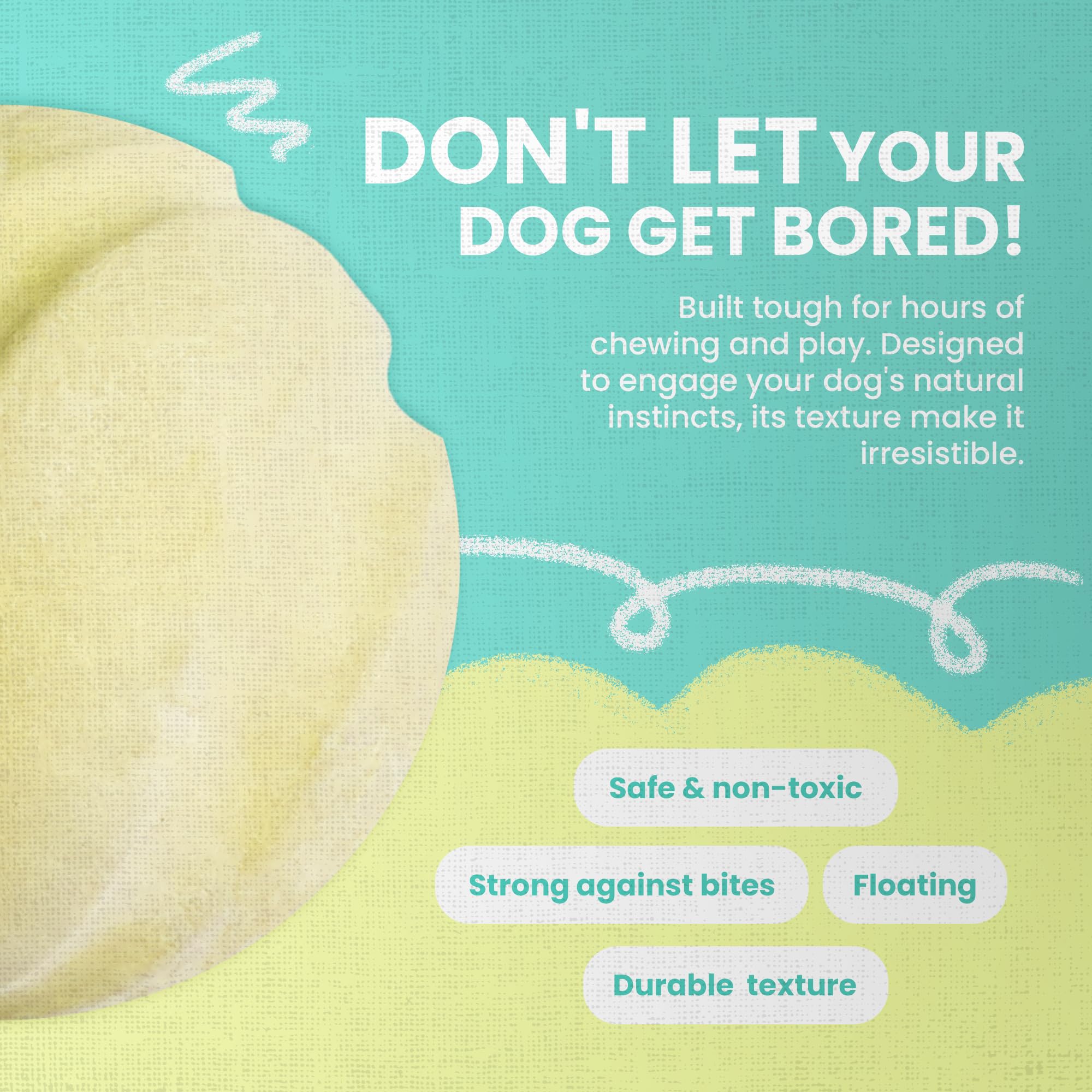 Snugarooz Sky Bounce Ball For Puppies – Yellow - 3 Inch Durable Rubber Ball - Ideal For Fetch And Playtime - Aids Dental Health - Eco Friendly