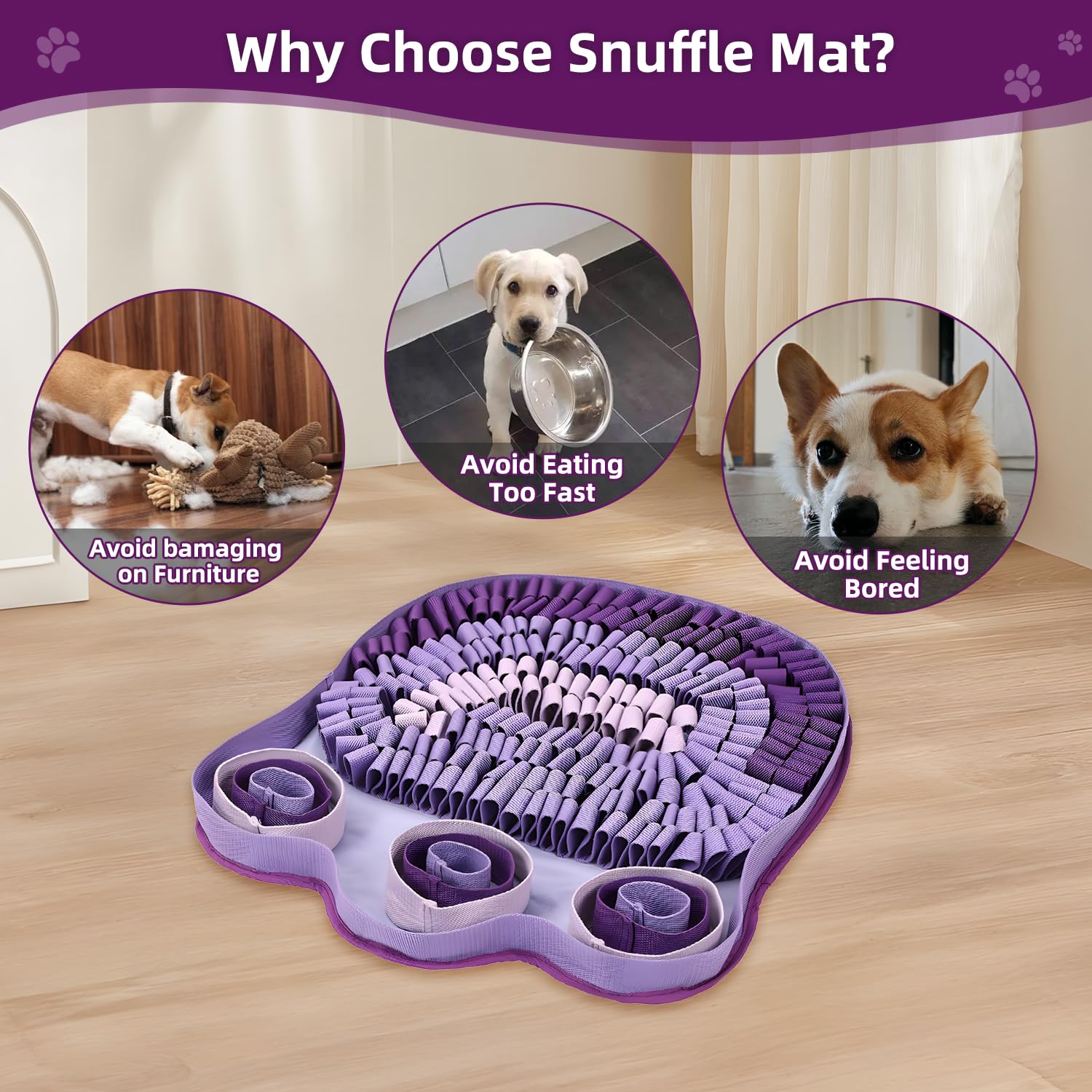 Snuffle Mat For Dogs - Interactive Sniff Mat & Slow Feeder For Dog Training, Stress Relief & Natural Foraging - Non-Slip, Portab