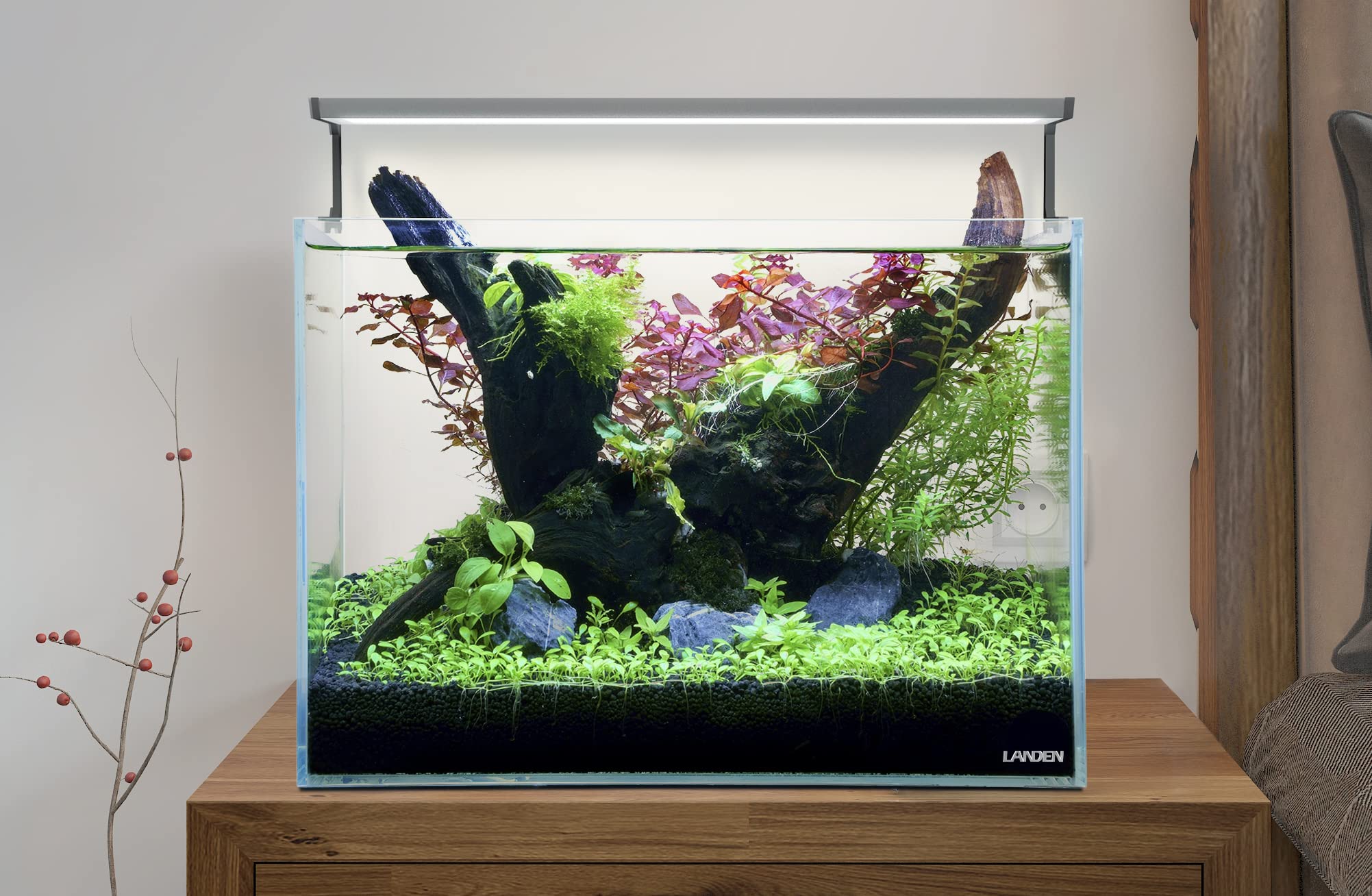Landen 45P 10 Gallon Rimless Low Iron Aquarium Fish Tank,W17.7  D11.8  H11.8 in(45x30x30cm) 5mm Thickness with Nano Foam Levelin