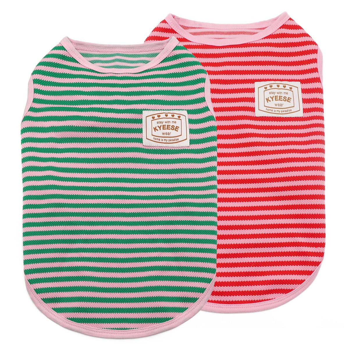 Kyeese 2Pack Dog Shirts Striped For Small Pups Soft Stretchy Pet T-Shirts Lightweight Puppy Tank Top Sleeveless Canine Vest Brea